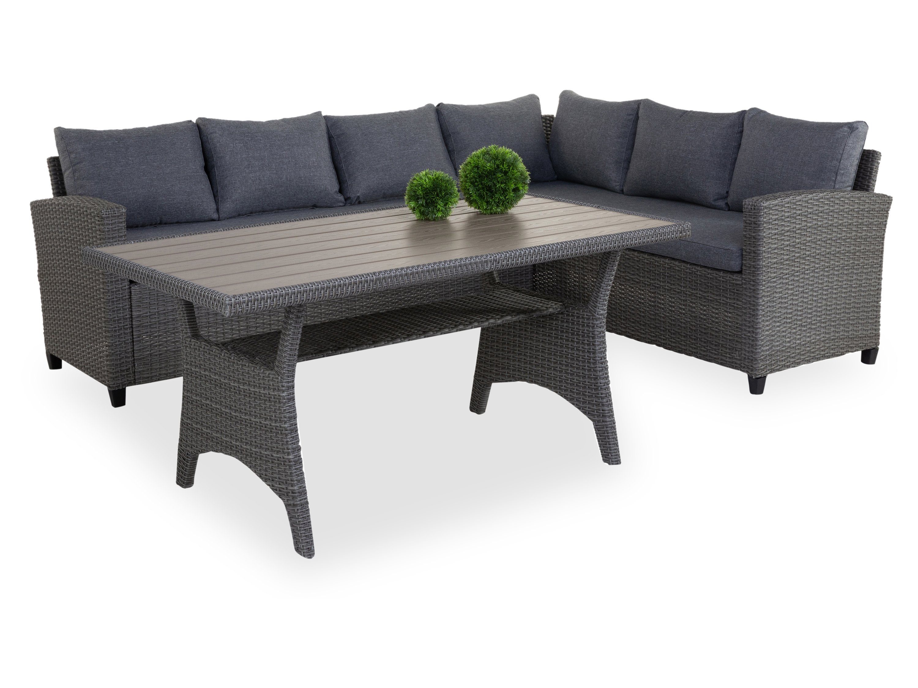 Outdoor Gartenlounge-Set Lounge Outdoor TAMPA 3-tlg. grau Lounge Gruppe Essplatzlounge