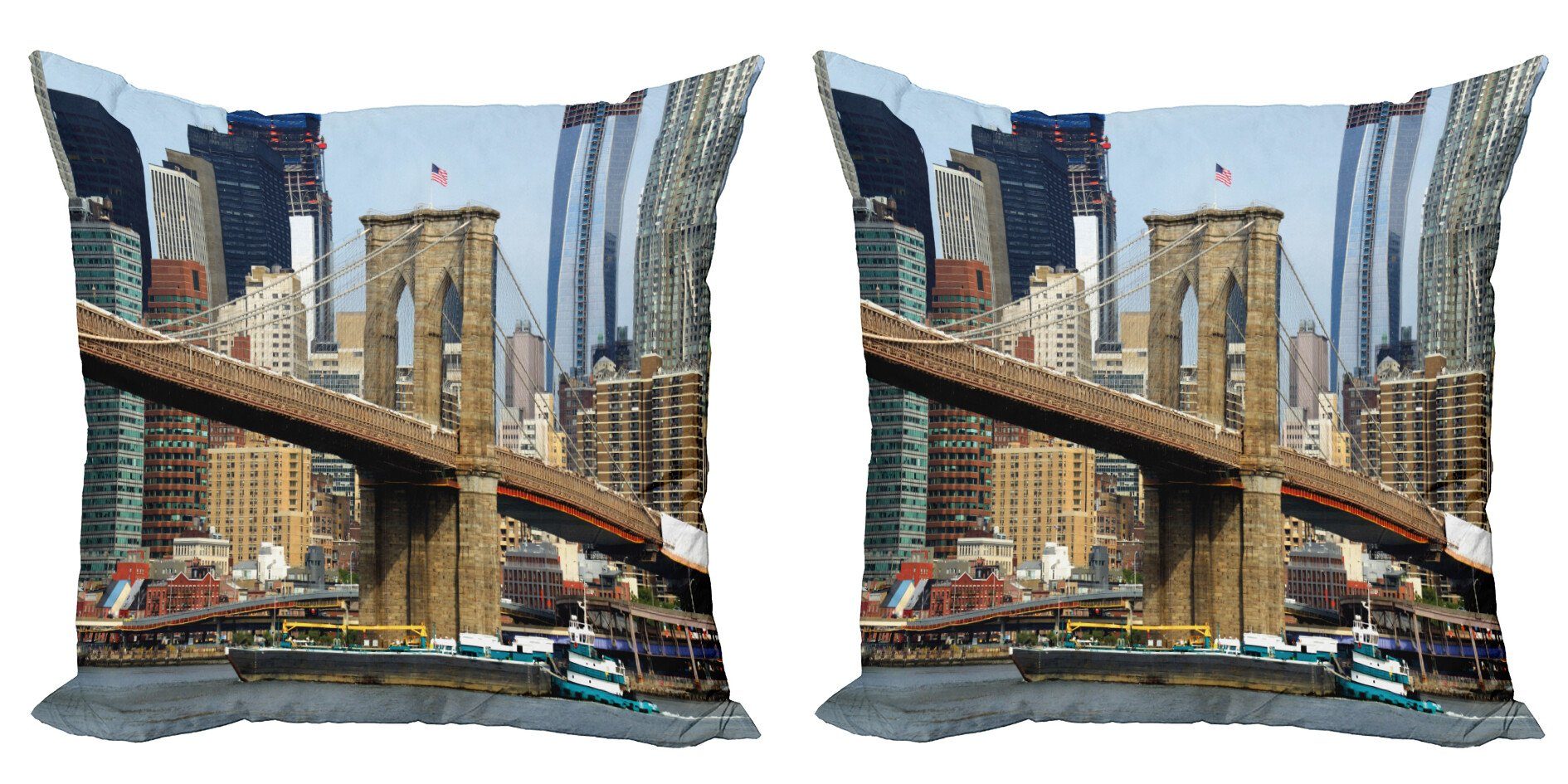 Kissenbezüge Modern Accent Doppelseitiger Digitaldruck, Abakuhaus (2 Stück), Städtisch Skyline von Brooklyn NYC