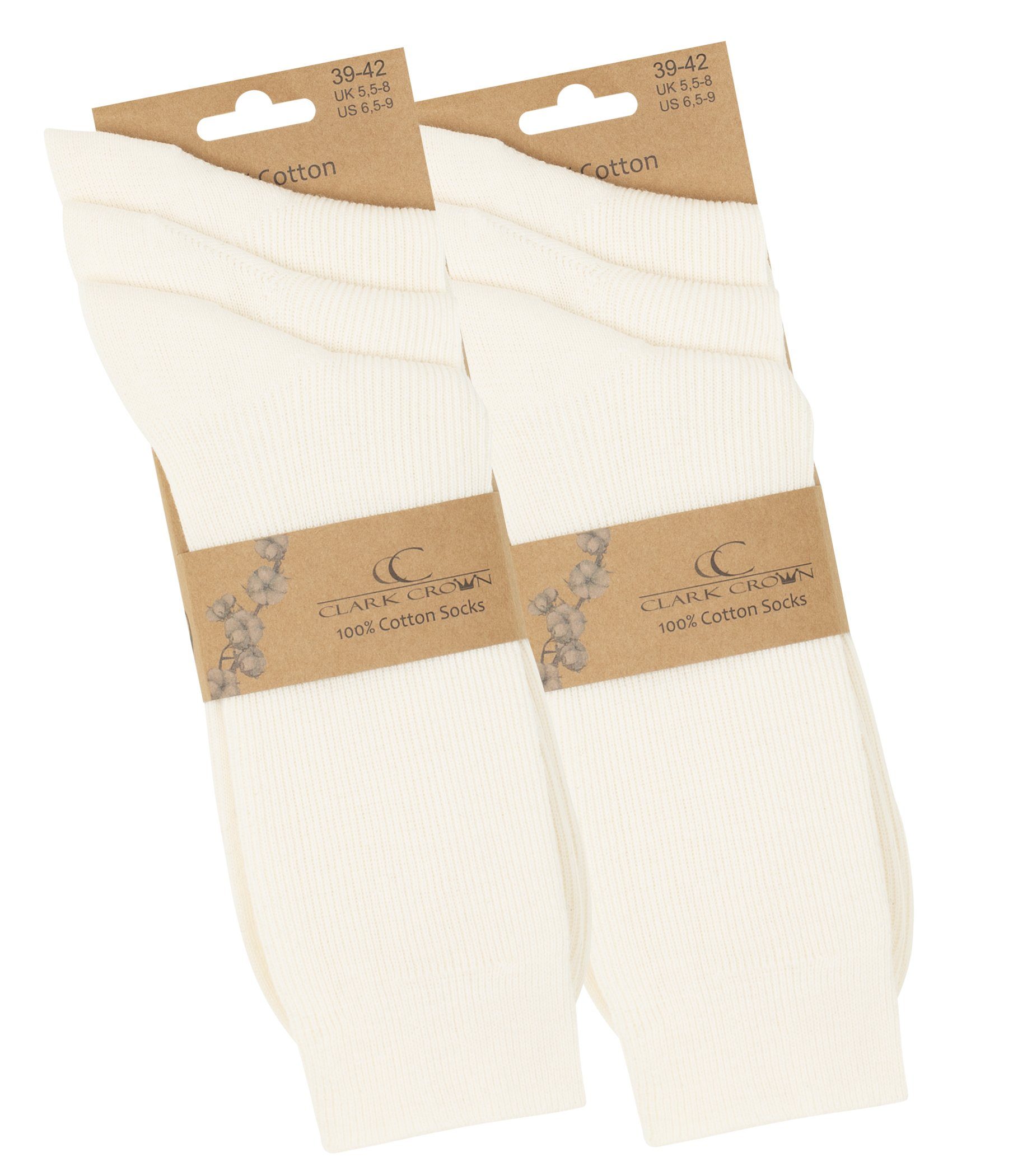 Ecru Komfortsocken Handgekettelte Crown® Clark Zehennaht (6-Paar)