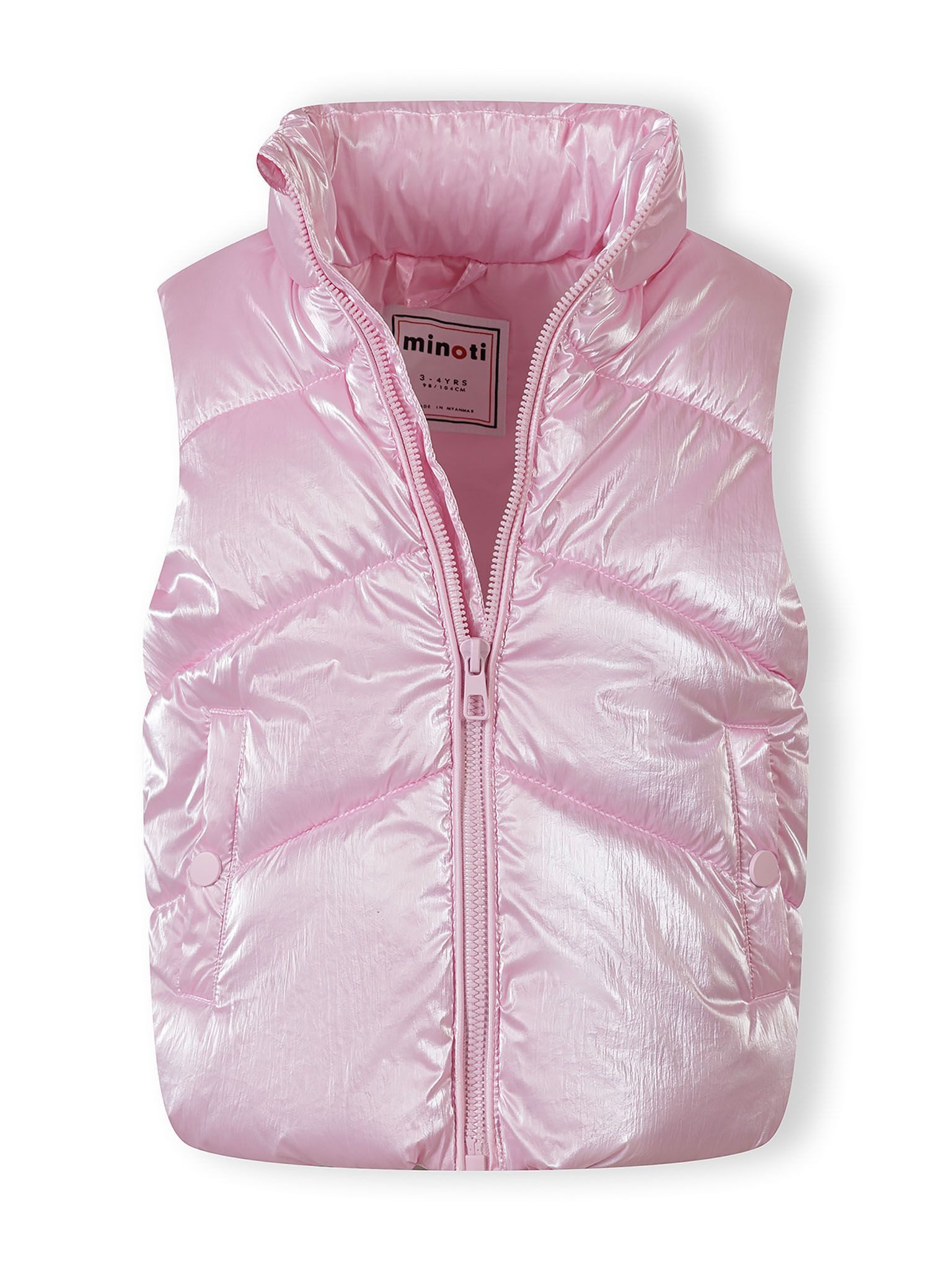 MINOTI Steppweste im Metallic-Look Kinnschutz am Stehkragen, Metallic-Look