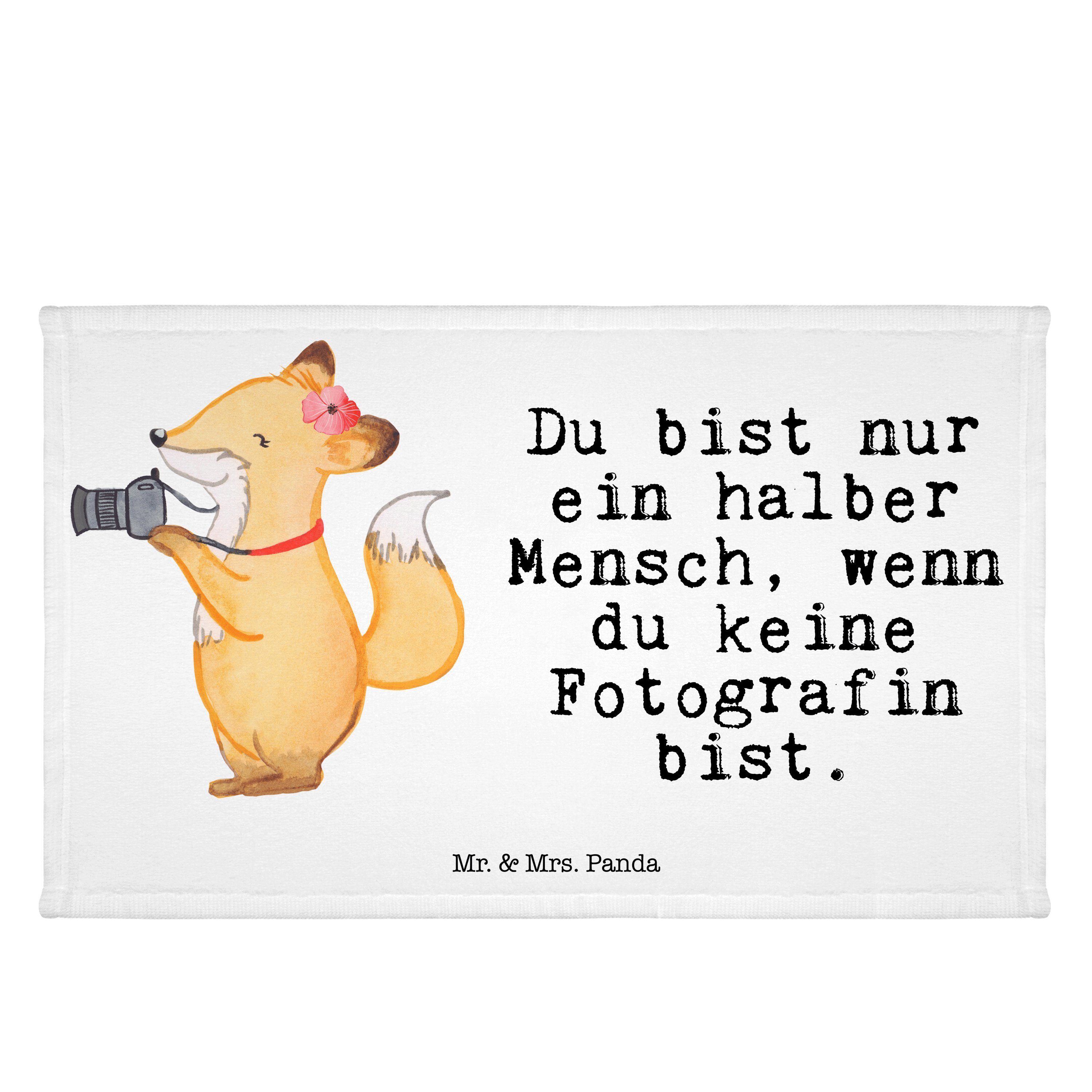 Mr. & Mrs. Panda Handtuch Fotografin mit Herz - Weiß - Geschenk, Urlaub, Profi Fotografin, Gäst, (1-St)