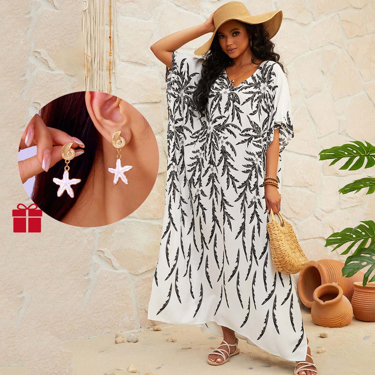 RWEUOQ Strandkleid Boho Strandkleid Damen Lang, günstig online kaufen