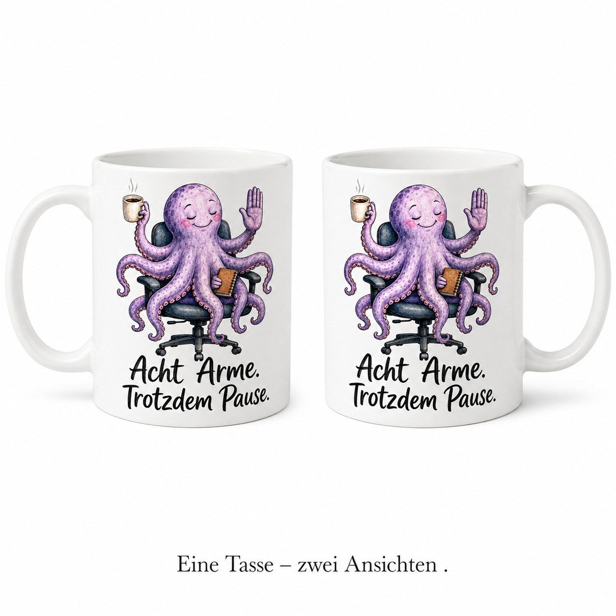 WS-Trend Tasse Pausen-Oktopus Tasse - Geschenk mit Spruch - Geschenktasse aus Keramik, Keramik – Bild 4 von 4
