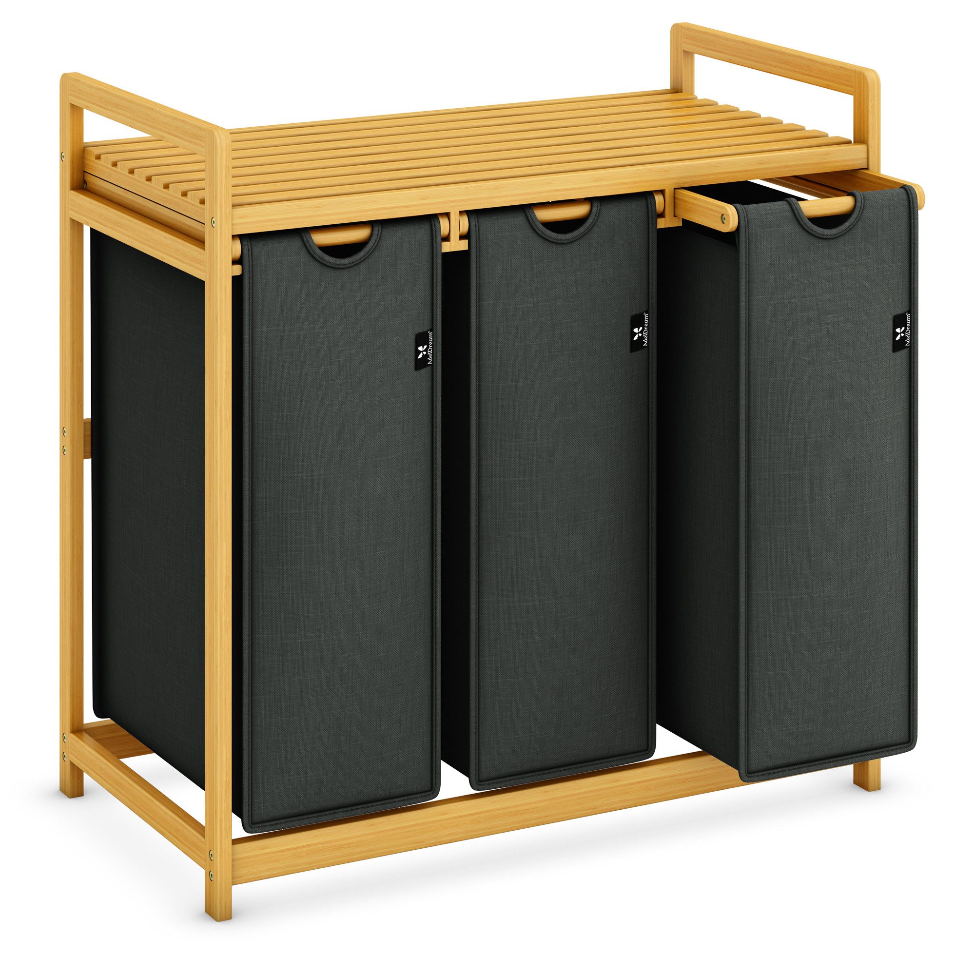 AdelDream Wäschekorb Wäschekörbe mit Bambusrahmen, 150 l, 3 Fächer günstig online kaufen