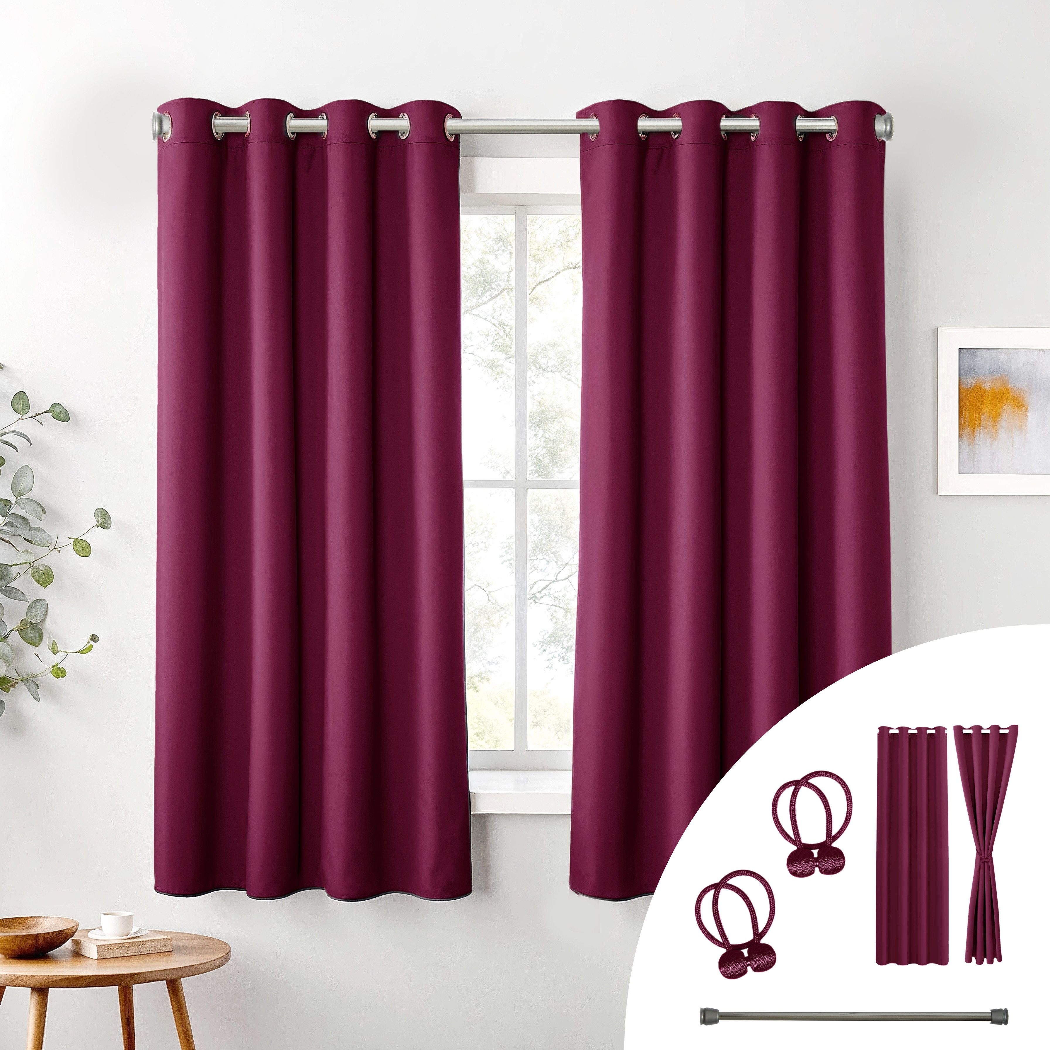 Cozyor Verdunkelungsvorhang 2er-Set inkl. 2 Magnethalter, thermoisolierend, Gardinen blickdicht (2 St), Ösen, verdunkelnd, Mikrofaser Polyester