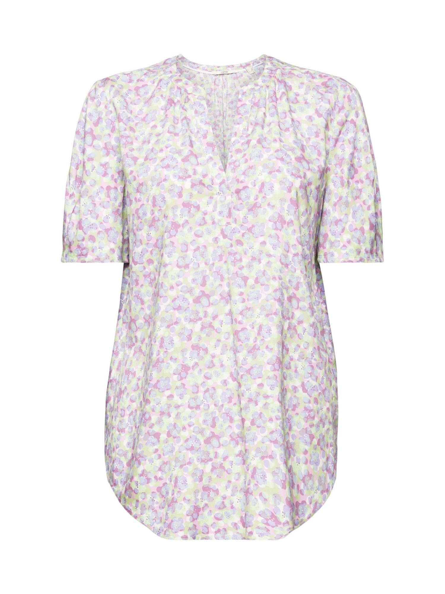 ECOVERO™ Markenzeichen Florale LENZING™ AG mit Bluse am Esprit Lenzing Ausschnitt, der Schlitz sind Kurzarmbluse