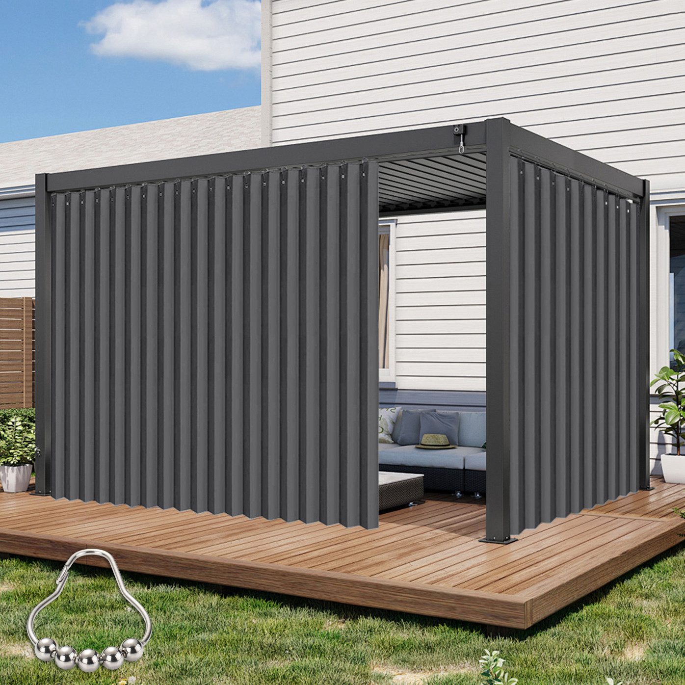 LMaxhome Türvorhang Wandteiler Raumteiler Vorhang Breite 254 cm Sichtschutz für Wohnzimmer (1 St), blickdicht, Oxford-Gewebe, Türgardine mit Häkchen Verdunkelung für Fenster Schlafzimmer Trennwand