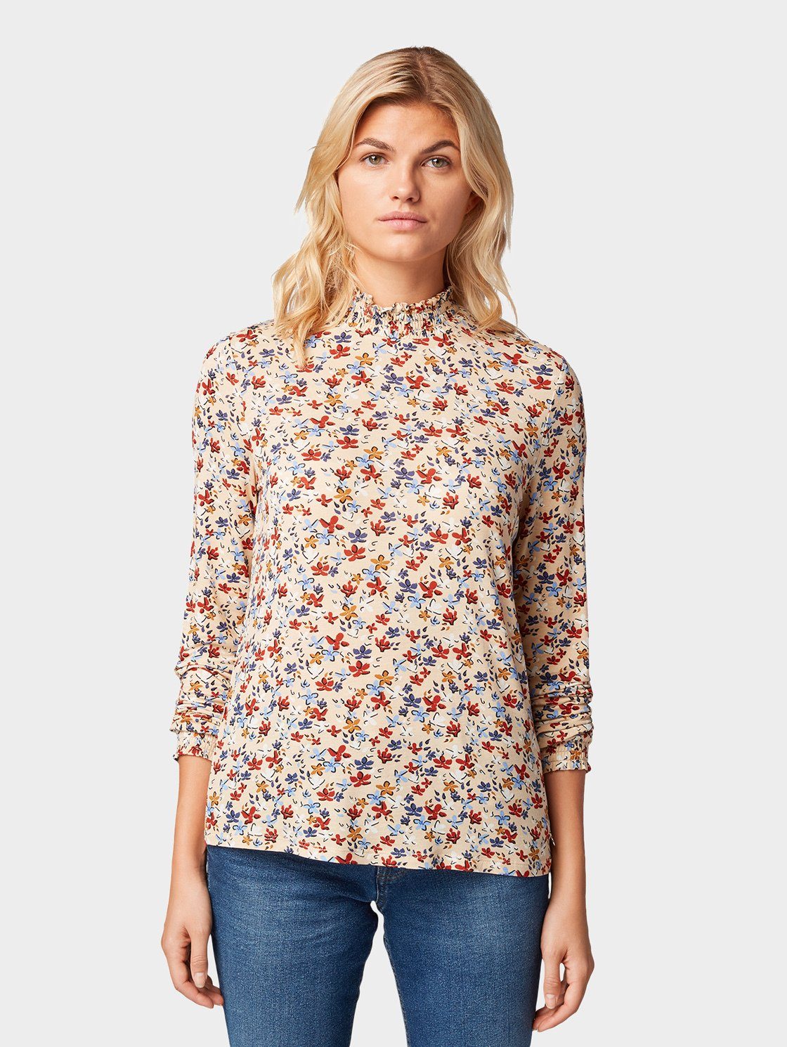 TOM TAILOR Denim Langarmshirt »Blusen-Shirt mit Blumenmuster« online kaufen  | OTTO