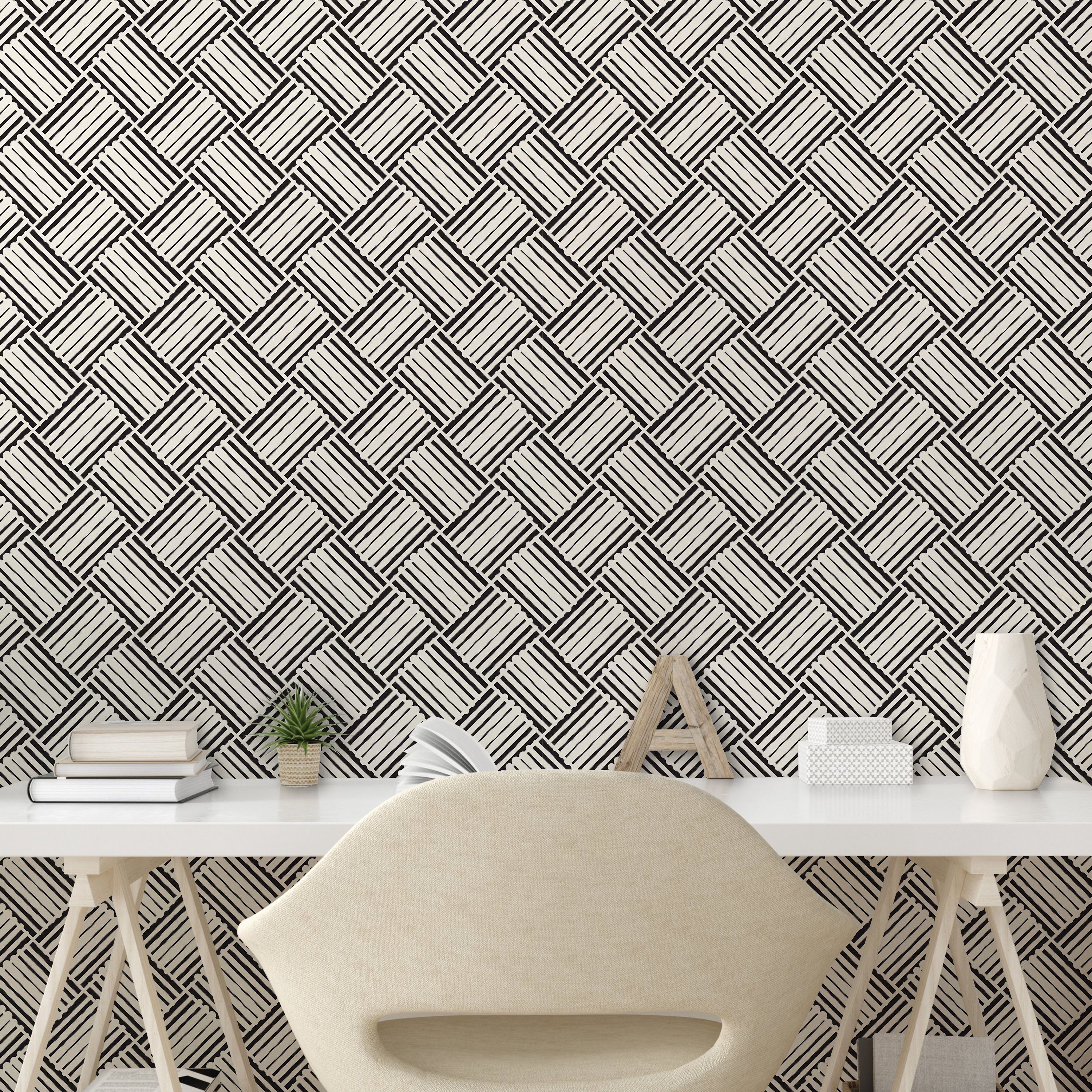 Abakuhaus Vinyltapete selbstklebendes Wohnzimmer Küchenakzent, freihändig Stripes Geometrisch