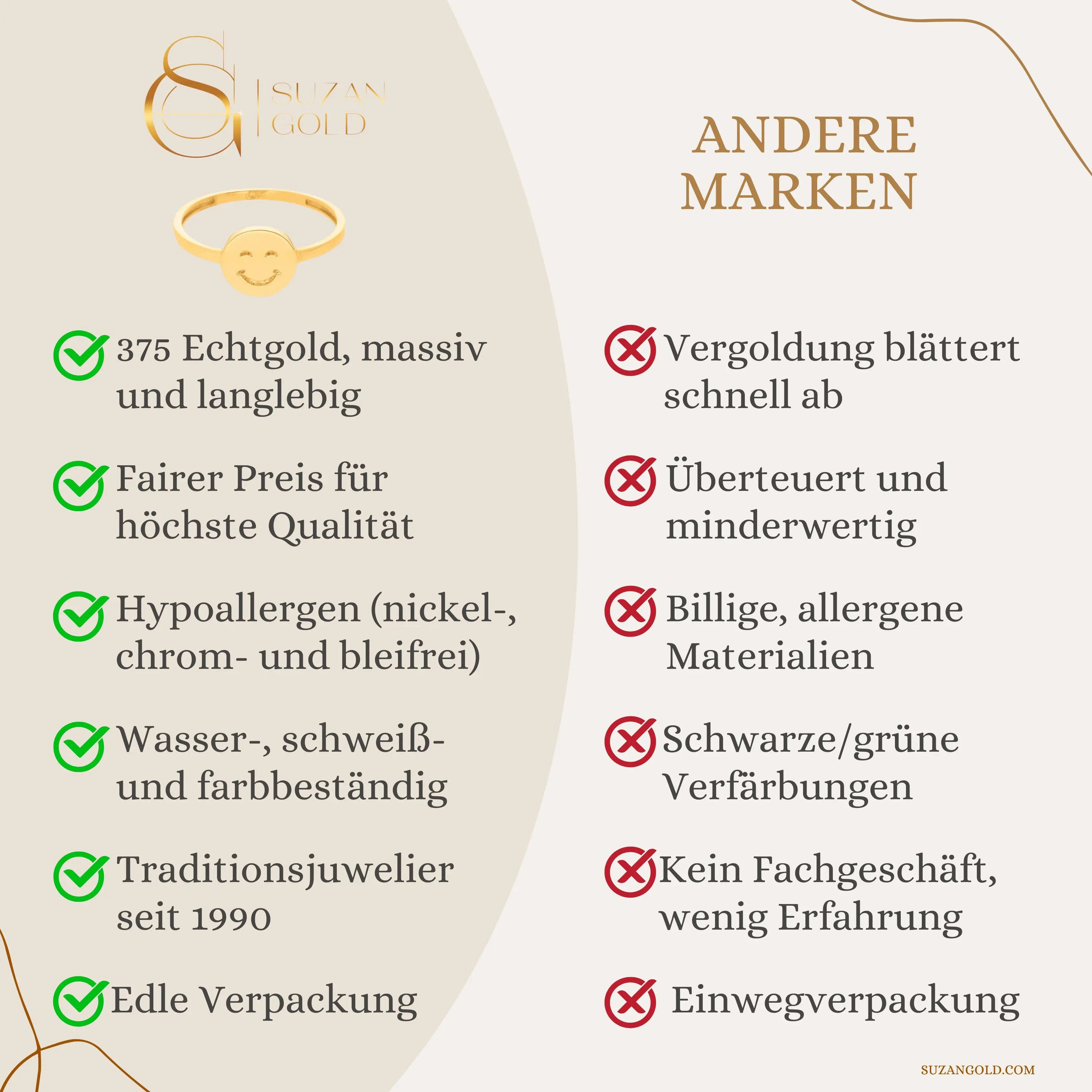 Suzan Gold Goldring 375 Gold Smiley Gr. 56 – Bild 3 von 5