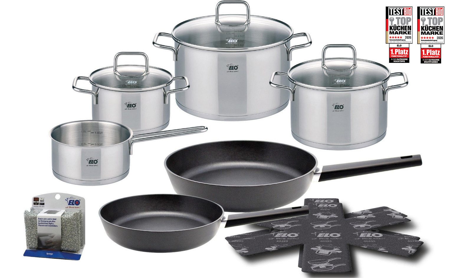 Elo Topf-Set Citrin 13-teilig, Edelstahl 18/10 (Set, 13-tlg), Induktion