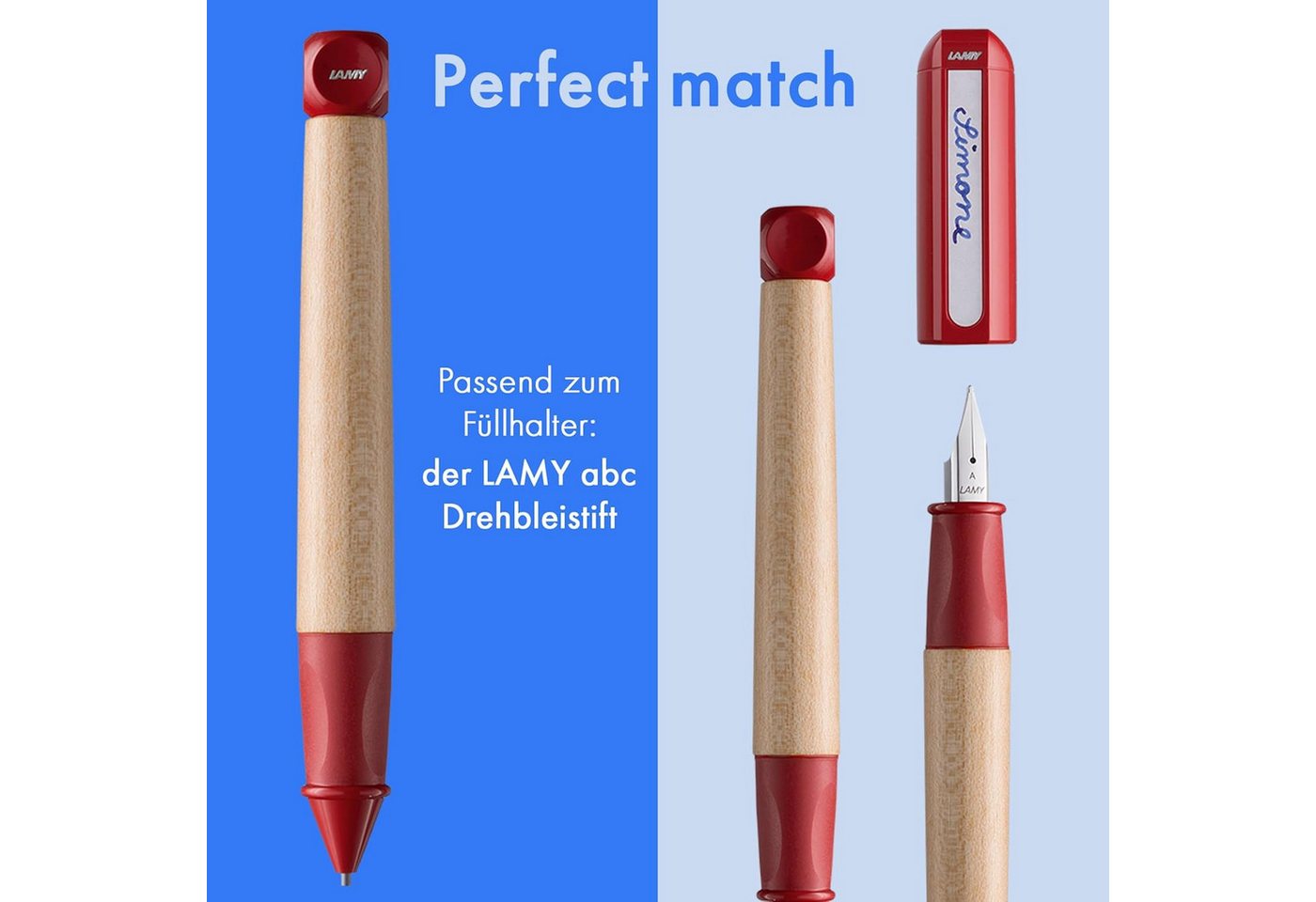 Thumbnail - LAMY Füllhalter Schreiblernfüller abc, Rechtshänder ergonomischer Griff Stahlfeder robustes Ahorngehäuse