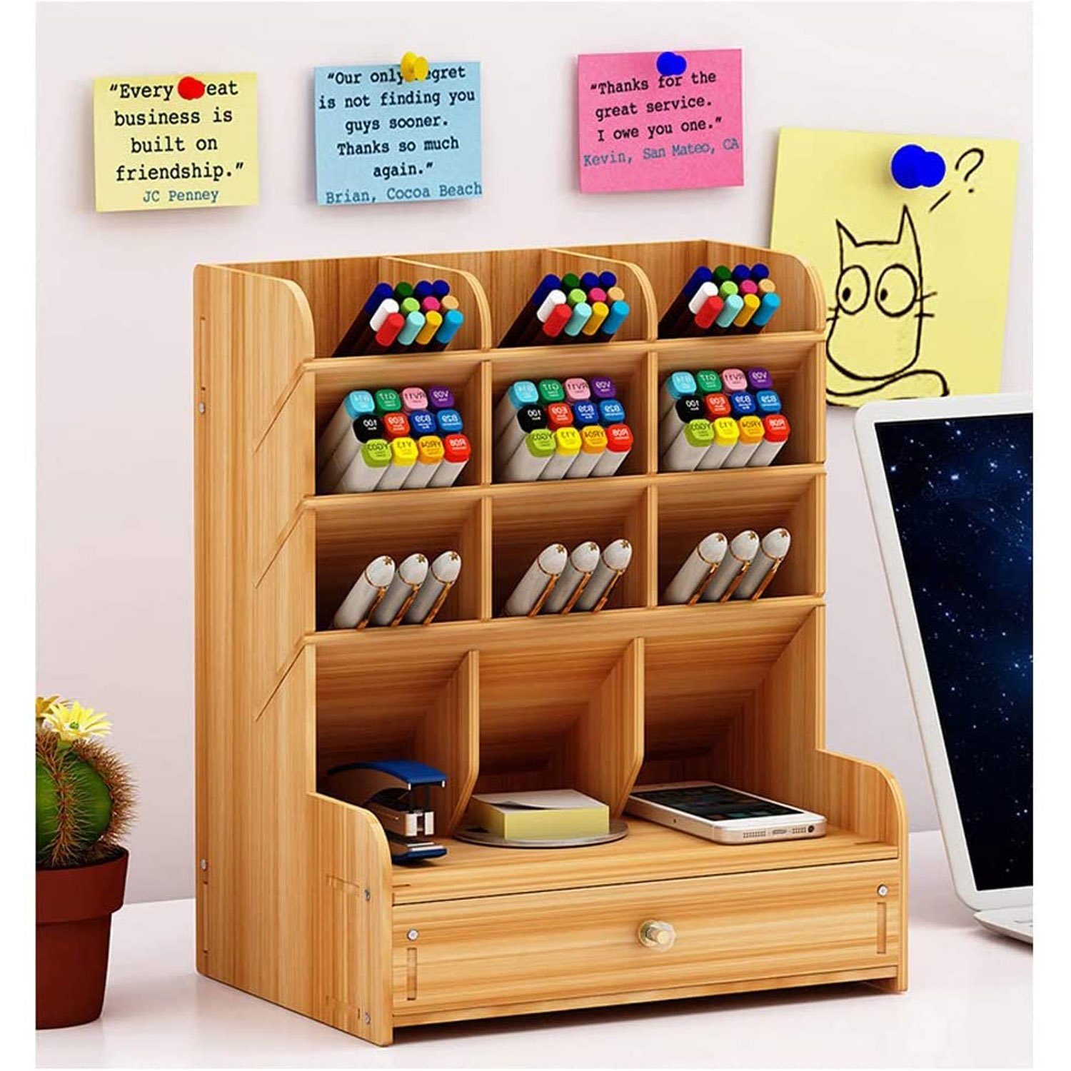 aus zggzerg Schreibtisch-Organizer Holz, Schublade Regal-Schreibtisch multifunktionale Kirsche