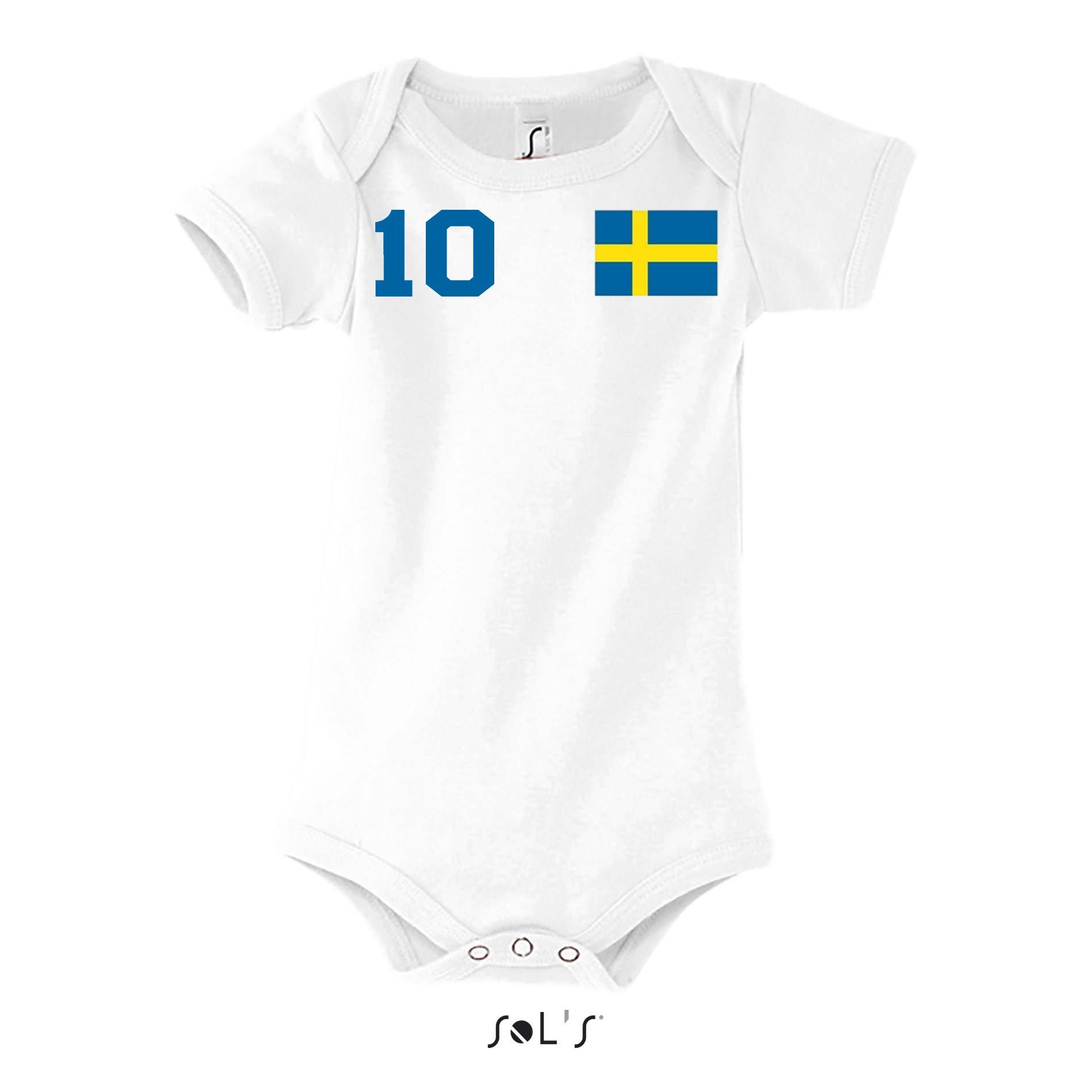 Blondie & Brownie Strampler Schweden Kinder Baby Sport Trikot Body Fussball Meister WM Europa EM