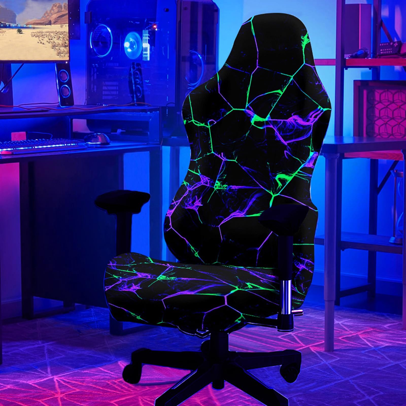 Agger Stuhlhusse Gaming Stuhlbezug Stretch – Universeller Gamingstuhl Bezug, Elastischer Bürostuhlbezug, Waschbar & Rutschfest – Bild 2 von 5