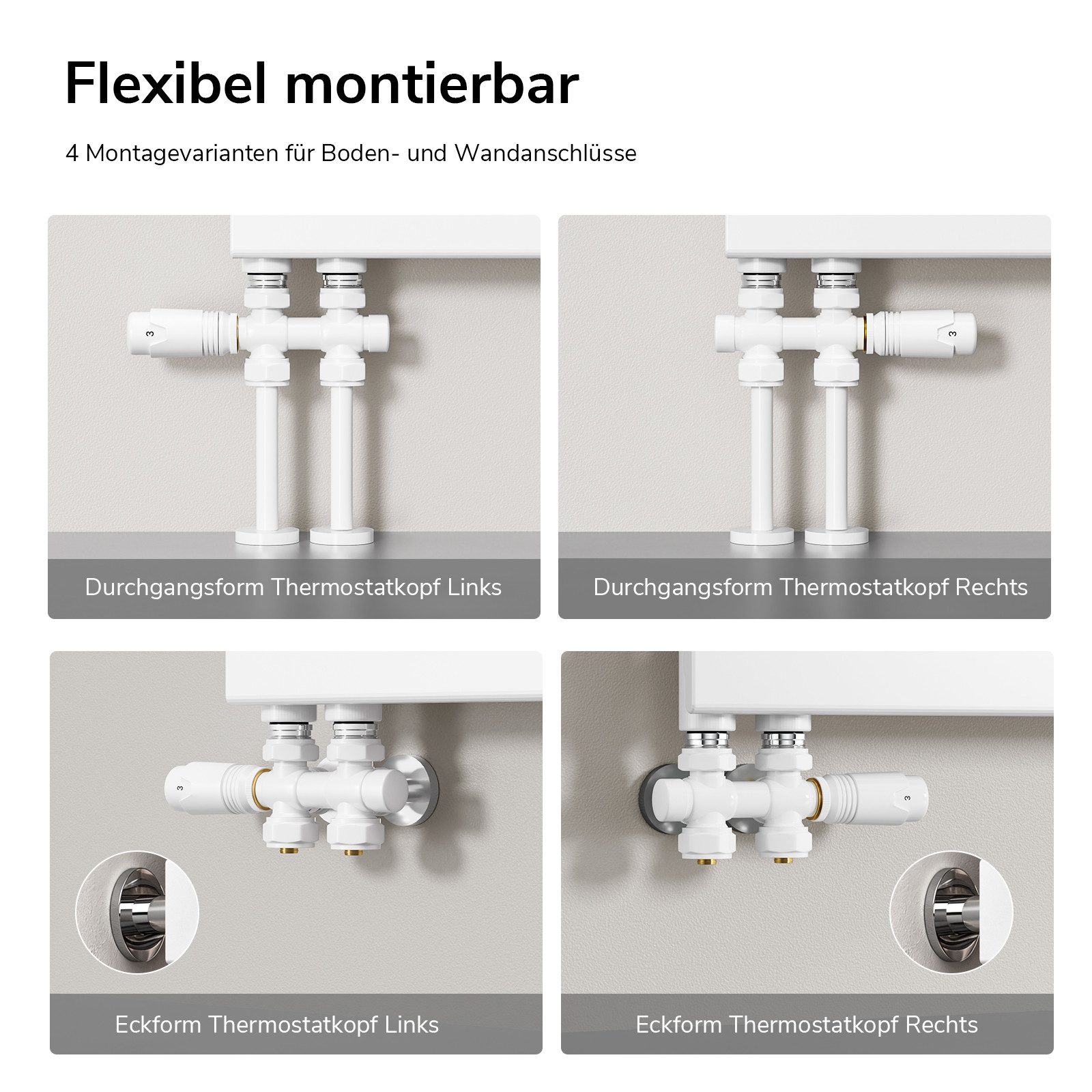 Heilmetz Heizkörperthermostat Multiblock Set für Heizkörper Messing Anschlussarmatur, (Geeignet für 15 mm tubes en cuivre und 16 mm Mehrschichtrohre, 1 St., G 1 – Bild 3 von 5