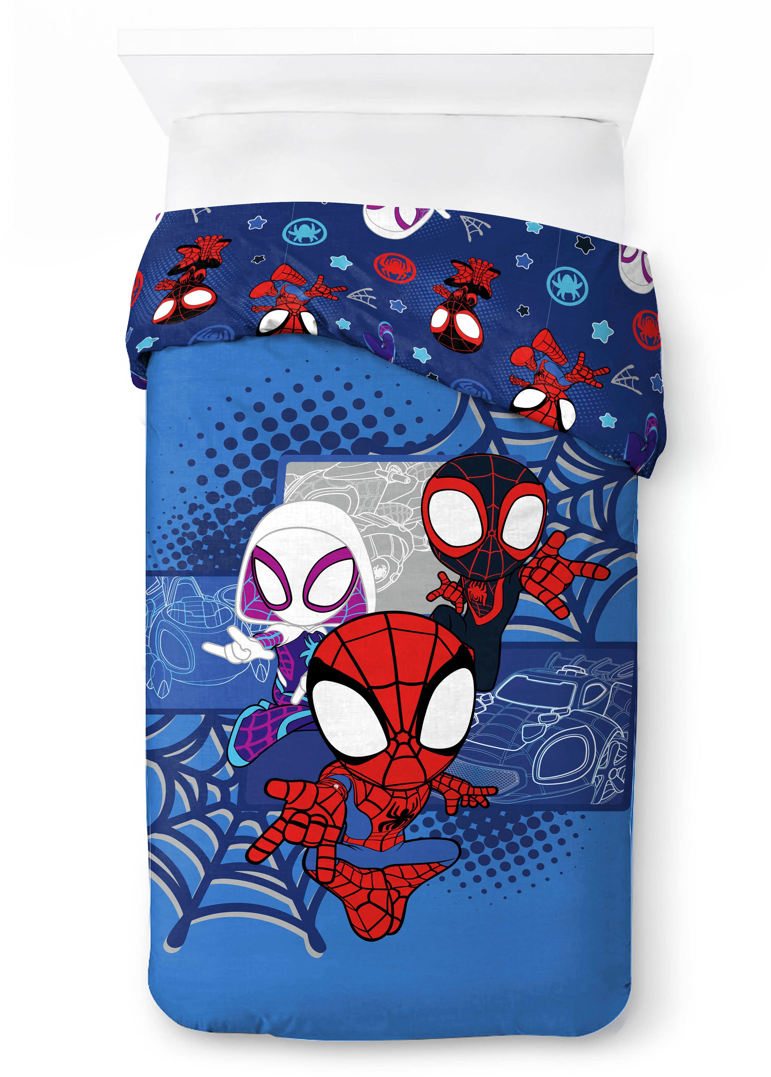MARVEL Kinderbettwäsche Marvel Spidey Bettbezug-Set 135x200 cm + Kissenbezug 80x80 cm, Washed Cotton, 2 teilig, 100 % Baumwolle, maschinenwaschbar, wendbar – Bild 5 von 5