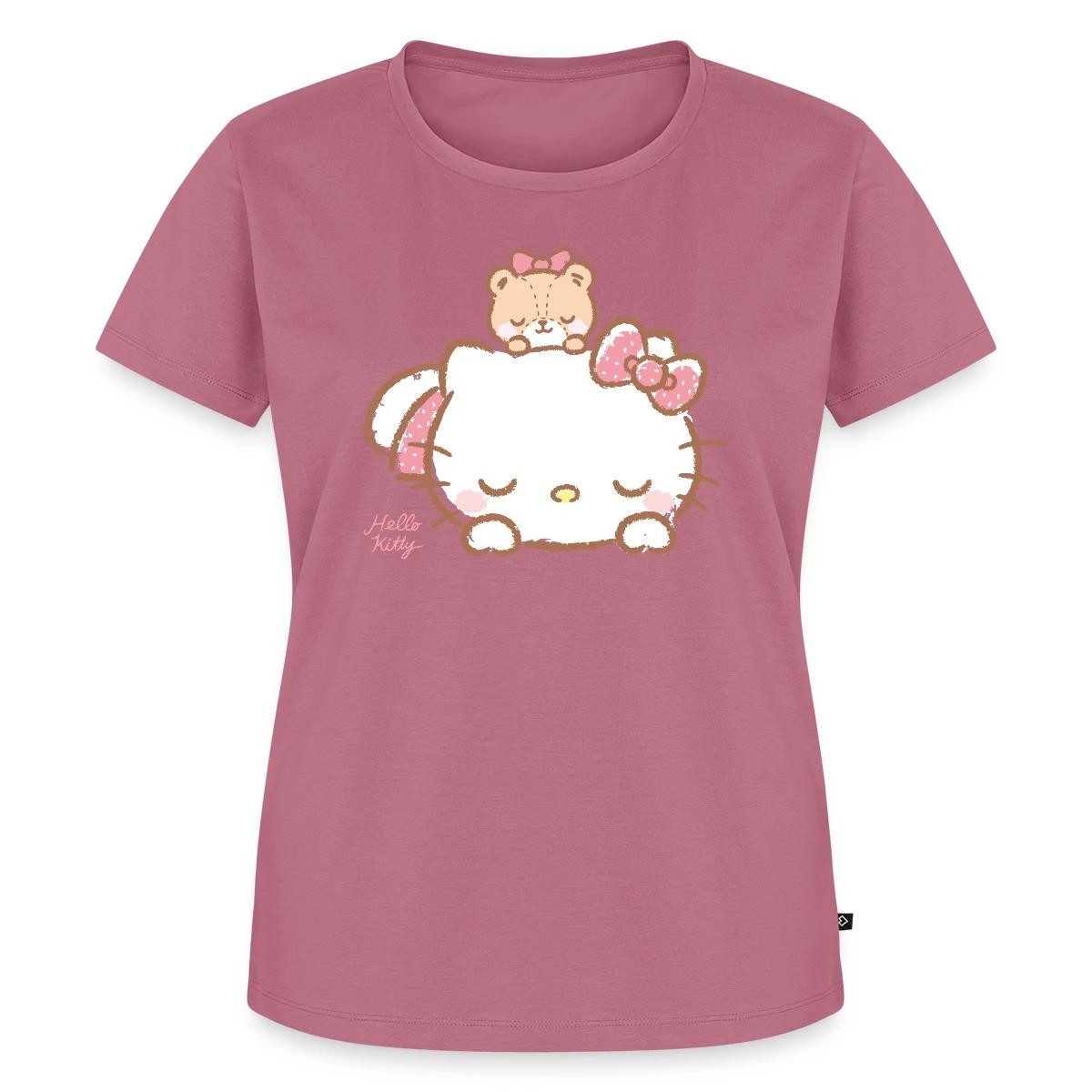 T-Shirt Hello Kitty Mit Teddy Auf Dem Rücken Frauen Premium T-Shirt