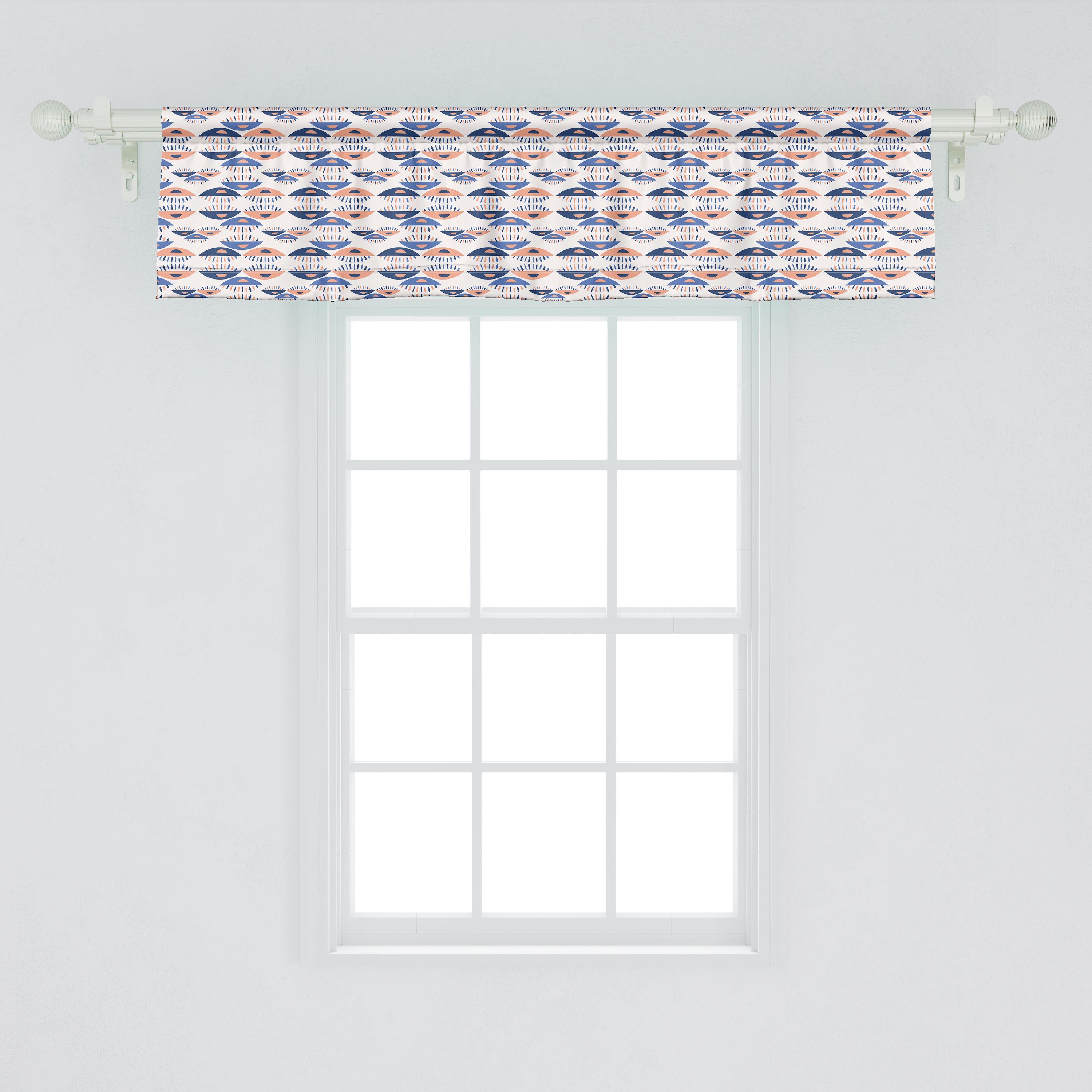 Abakuhaus, Vorhang Volant Küche Microfaser, mit Schlafzimmer für Scheibengardine Ethnic-Muster-Elemente Stangentasche, Abstrakt Dekor