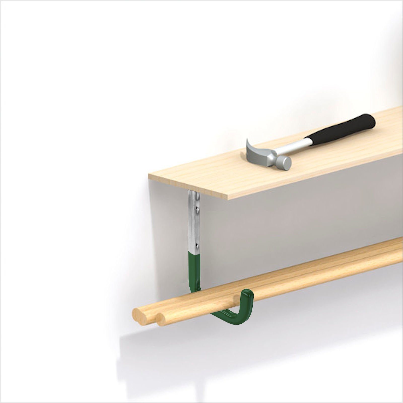 SO-TECH® Wandhaken Allzweckhaken grün gummierte, Universalhaken, (10-St), Höhe 160 mm, Tiefe 115 mm, für Garage, Gartenhaus, Keller, W