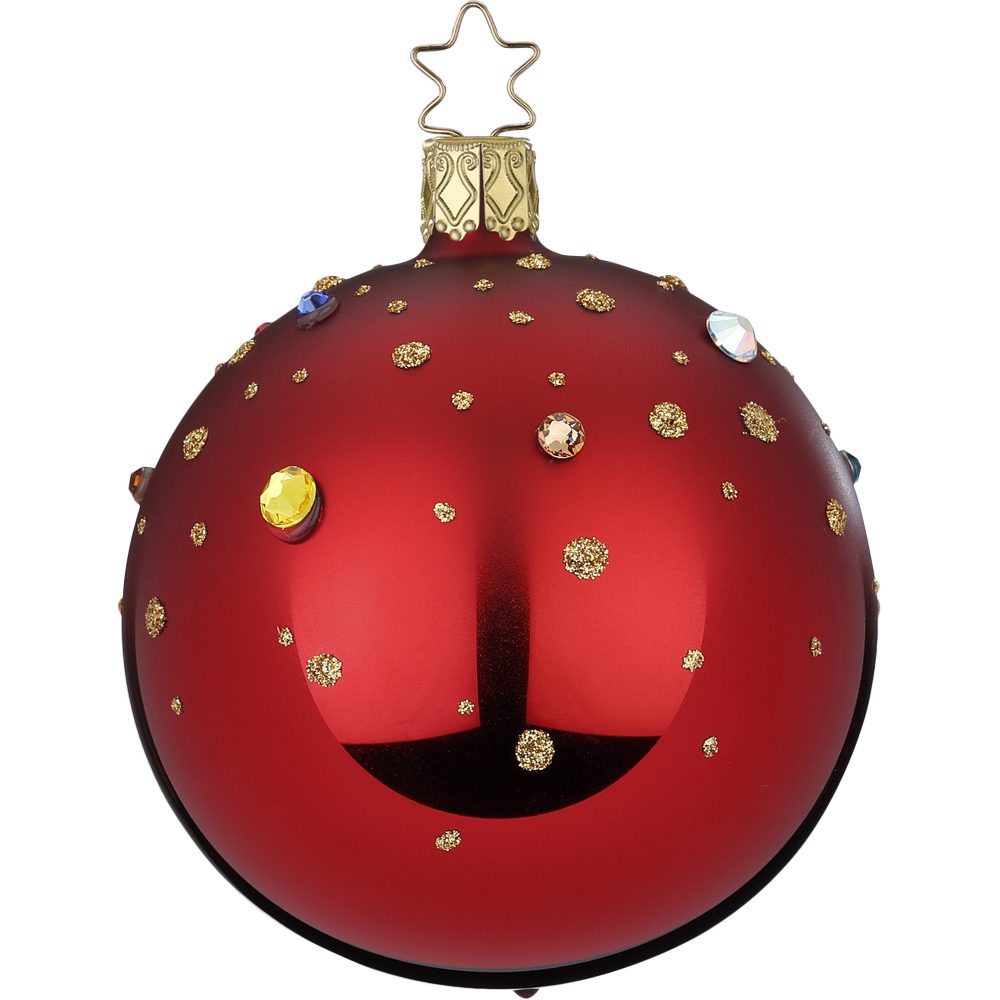 INGE-GLAS® Weihnachtsbaumkugel Funkelndes Fest, rot Ø8cm (1 St), mundgeblasen, handbemalt