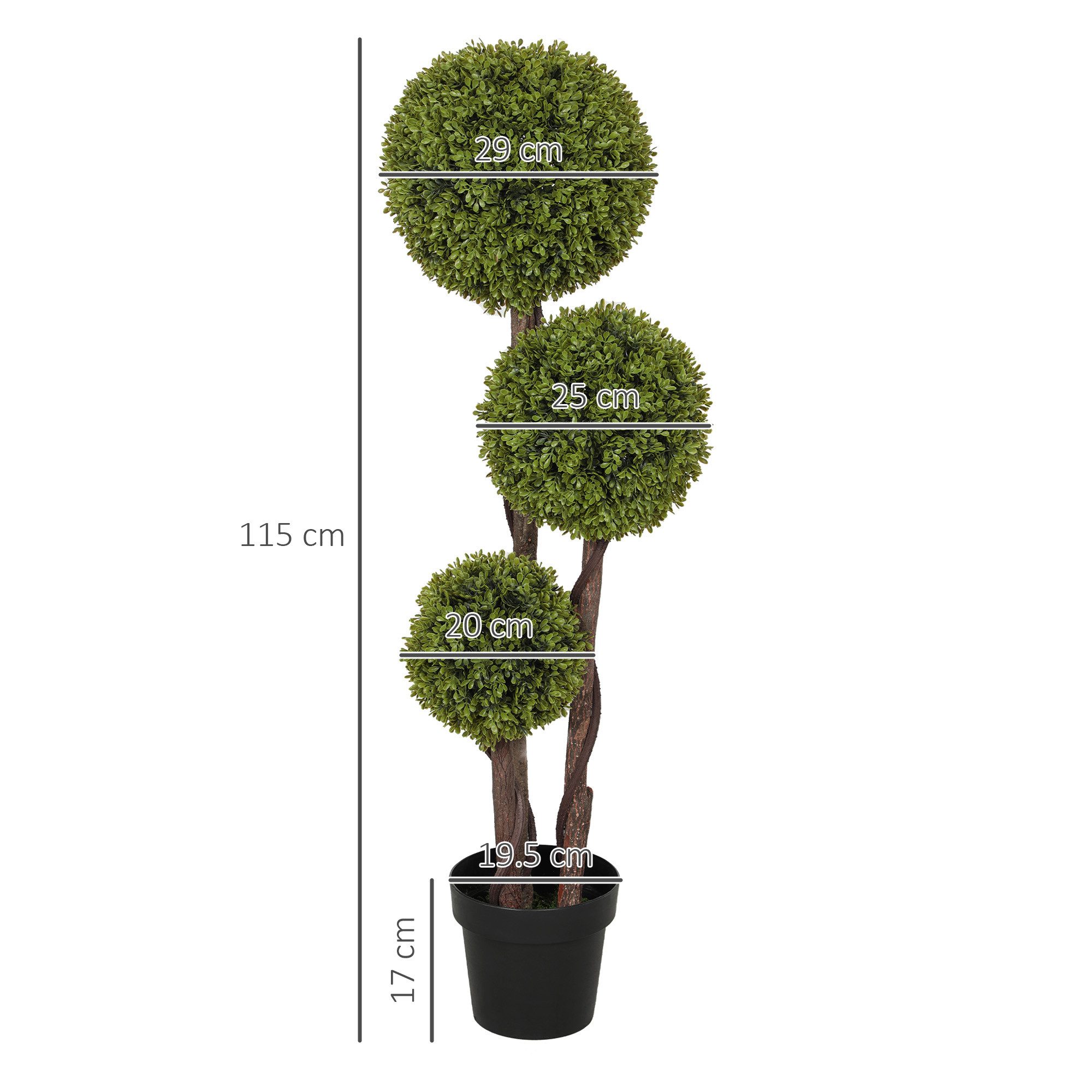 Kunstpflanze Künstlicher Buchsbaum, 115 cm Zimmerpflanze, Dekopflanze, Blossom, Dekorative Pflanzen für Zuhause, Büro, Flur, Garten, Grün