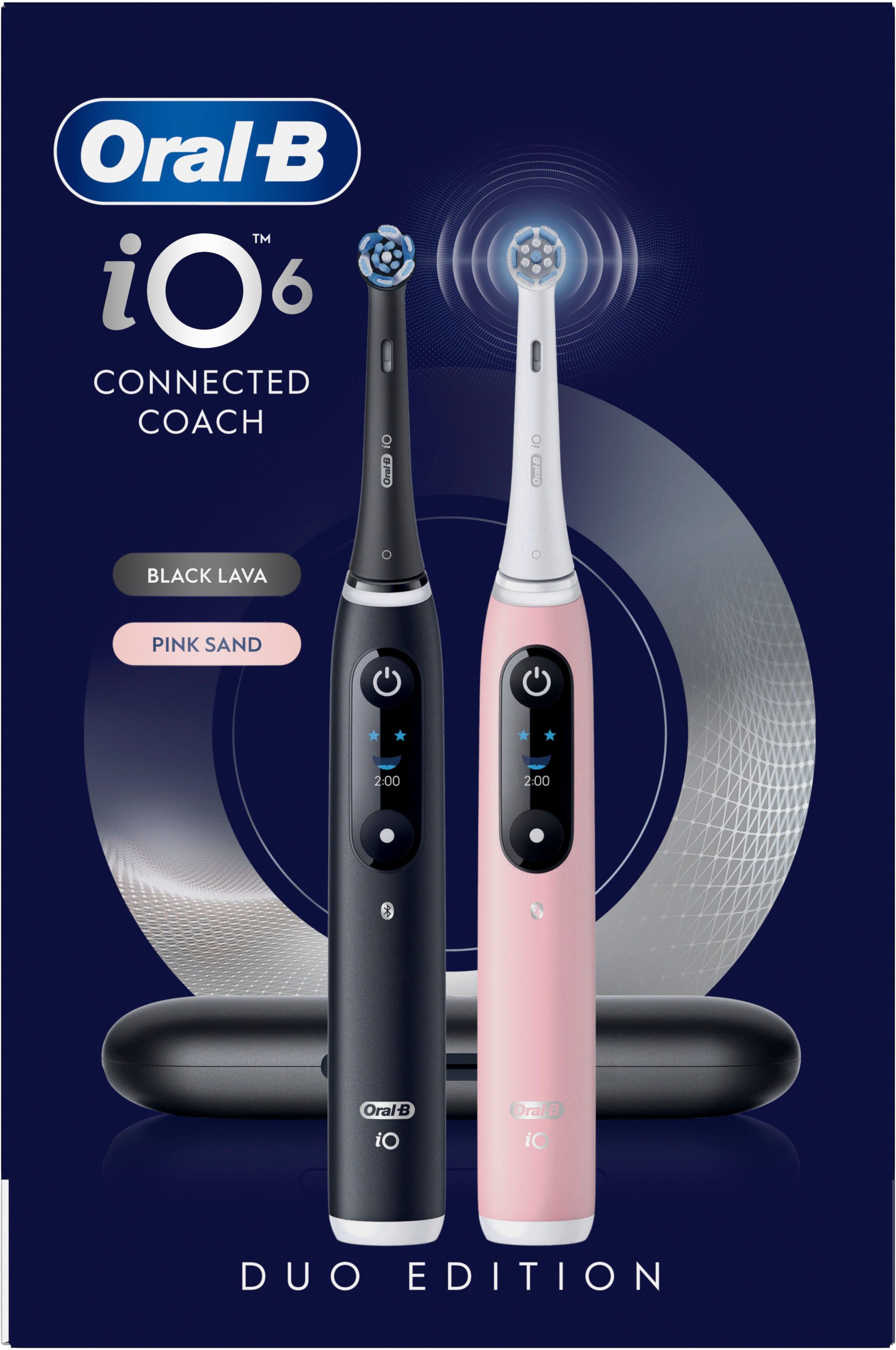 Oral-B Elektrische Zahnbürste iO 6 Duopack, Aufsteckbürsten: 3 St., mit Magnet-Technologie, Display, 5 Putzmodi
