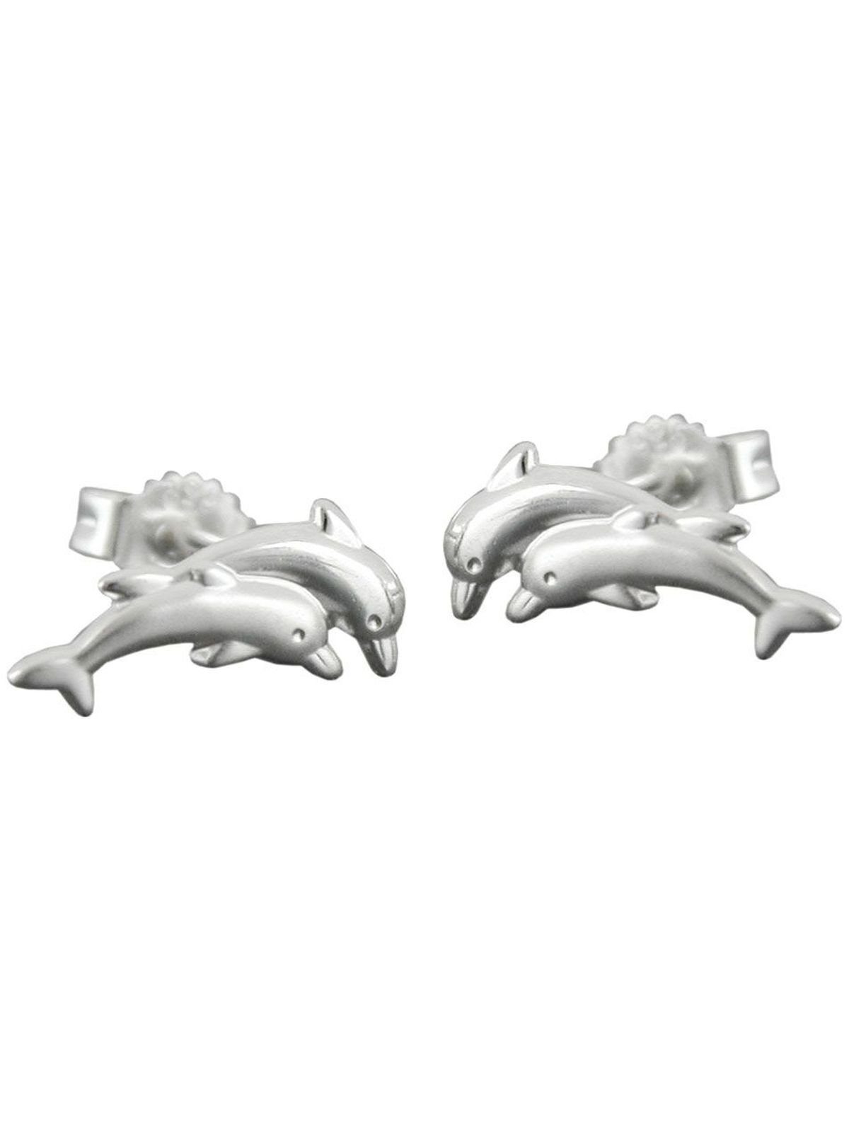 Gallay Paar Ohrstecker Ohrring 11x5mm Delfin-Pärchen matt-glänzend Silber 925 (1-tlg)
