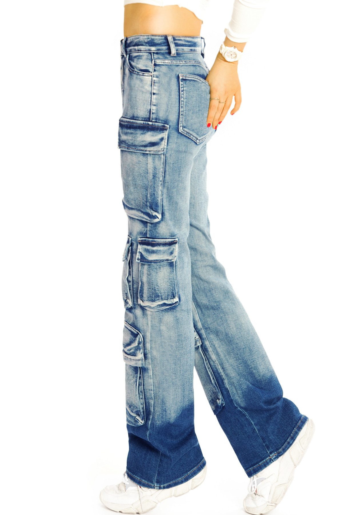 be styled Cargojeans High Waist Cargojeans Hose mit aufgesetzen Taschen - Damen - j31L-1 High Waist – Bild 4 von 5