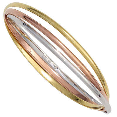 Schmuck Krone Silberarmband Armband Armreif 67,1mm 925 Silber 3-reihig teilvergoldet weiß gelb rot Damen, Silber 925