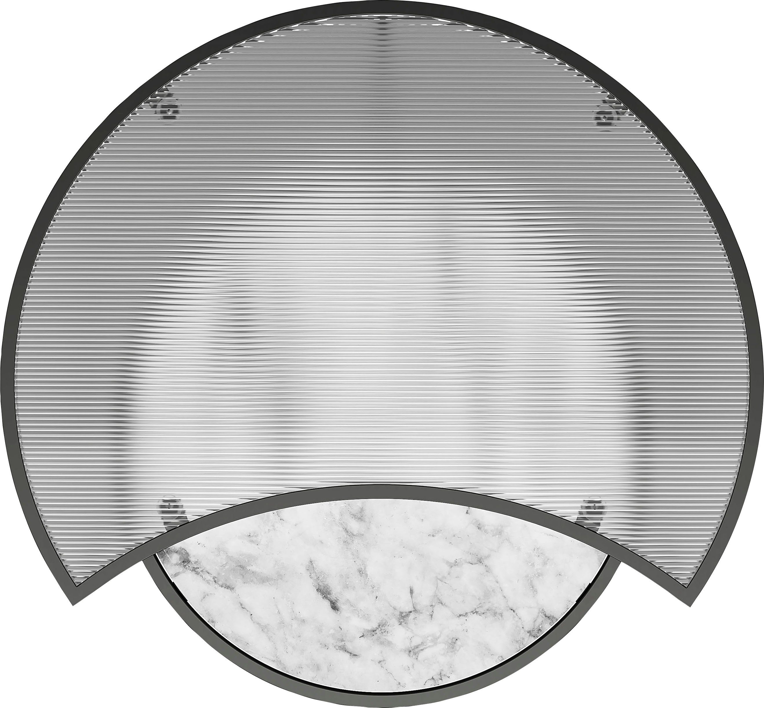 Dorel Home Couchtisch Moon mit geriffeltem (2-St), obere Tischplatte cm 45 Glas, Höhe aus