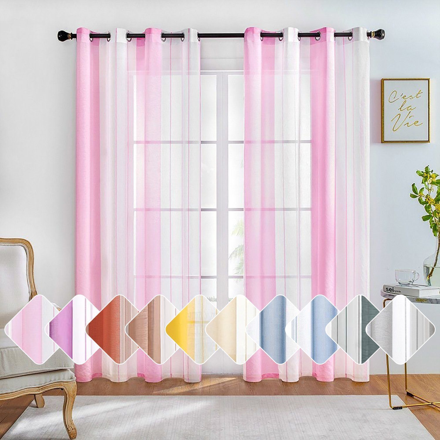 BYSURE Vorhang, Ösen (2 St), halbtransparent, günstig online kaufen