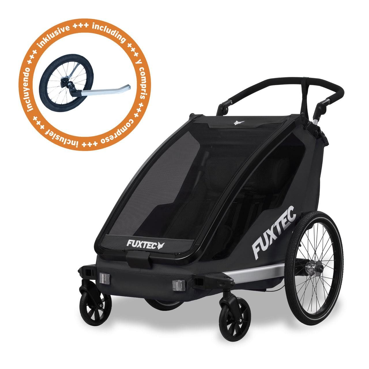 FUXTEC Fahrradkinderanhänger FX-FA1-SET-SCHWARZ