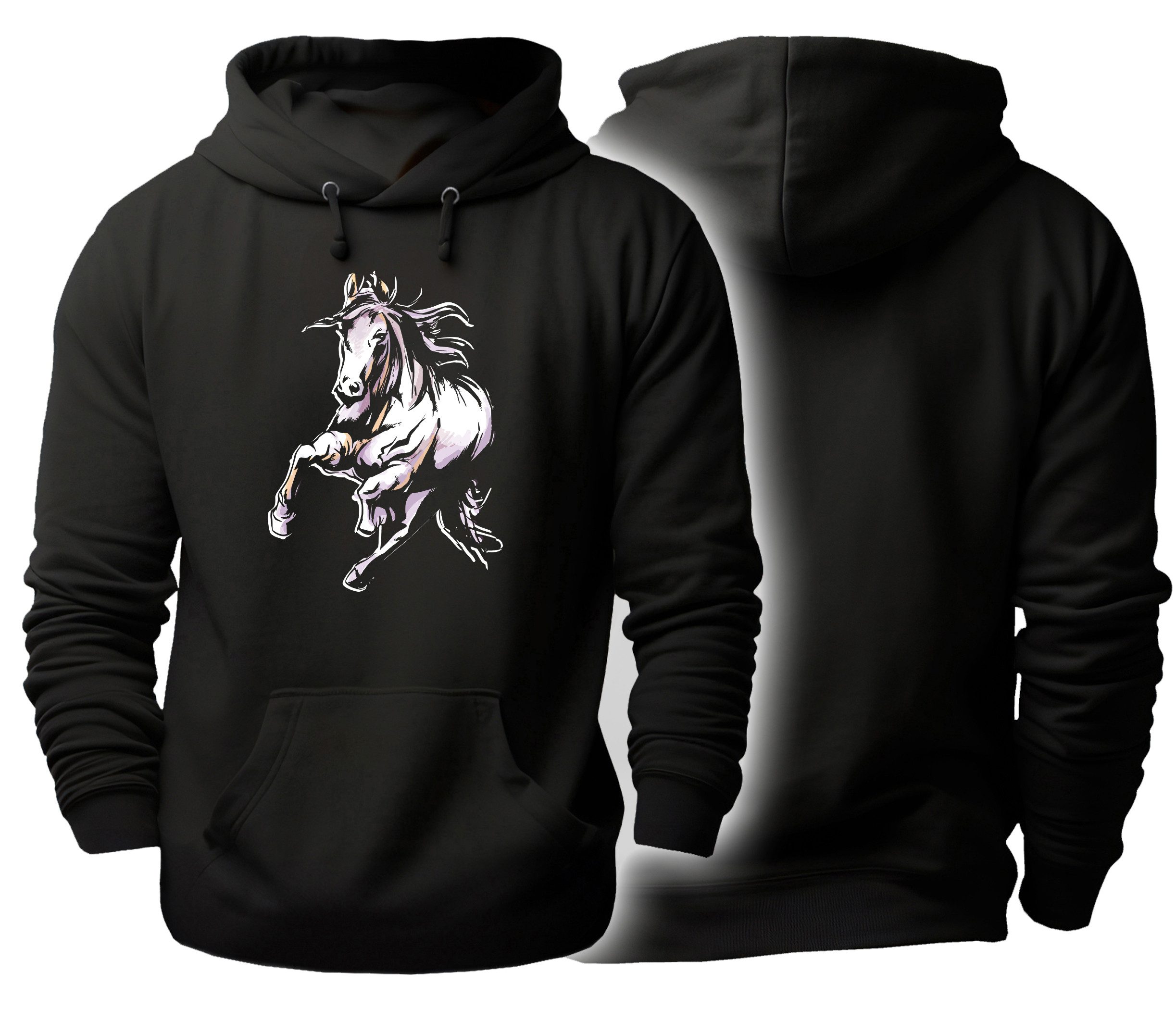 MyDesign24 Hoodie Pferde Kapuzen Pulli - Wildpferd Herren und Damen Kapuzensweater mit Pferde Print i168