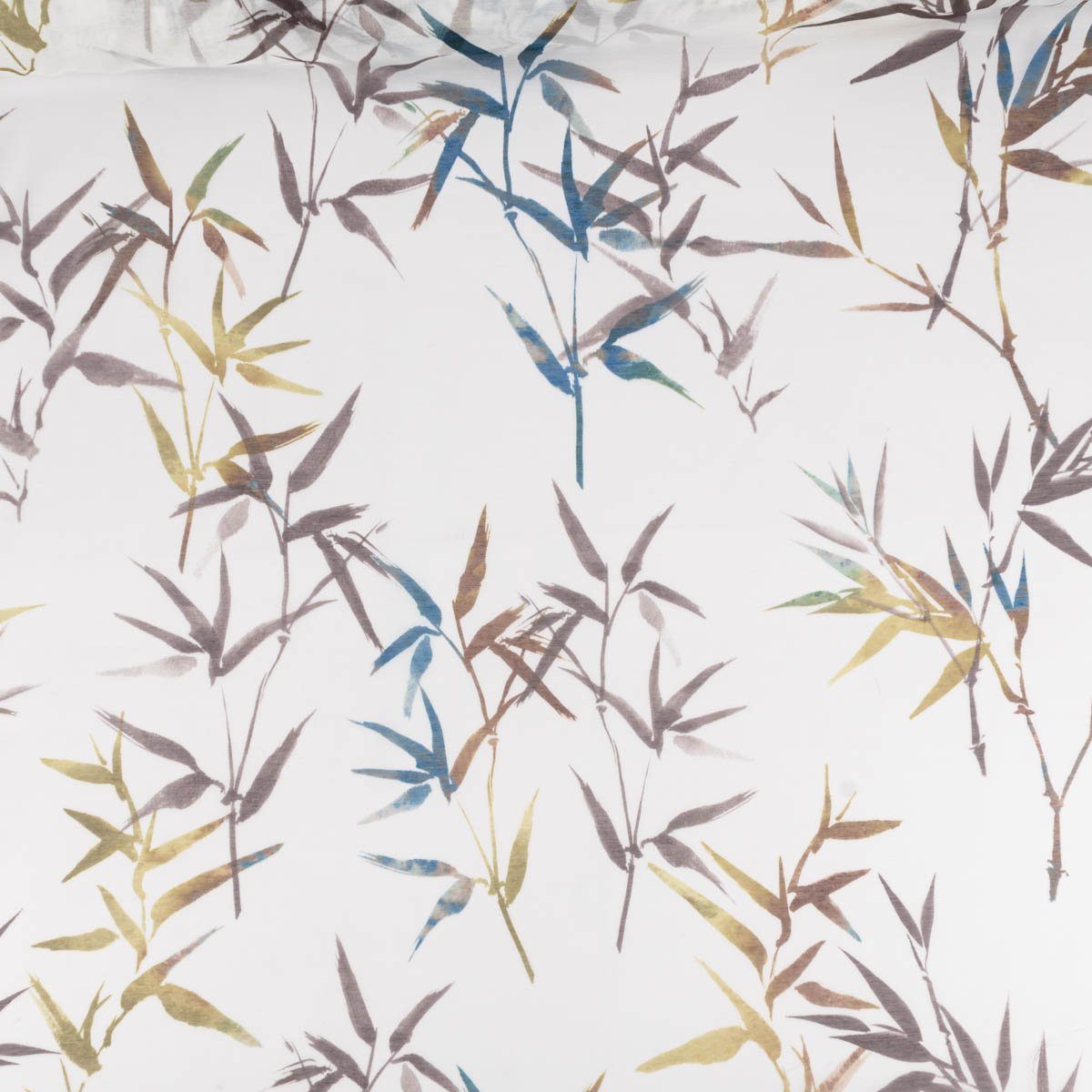 SCHÖNER LEBEN. Stoff Gardinenstoff transparent Batist-Optik Bambusblätter weiß grün148cm, made in Germany