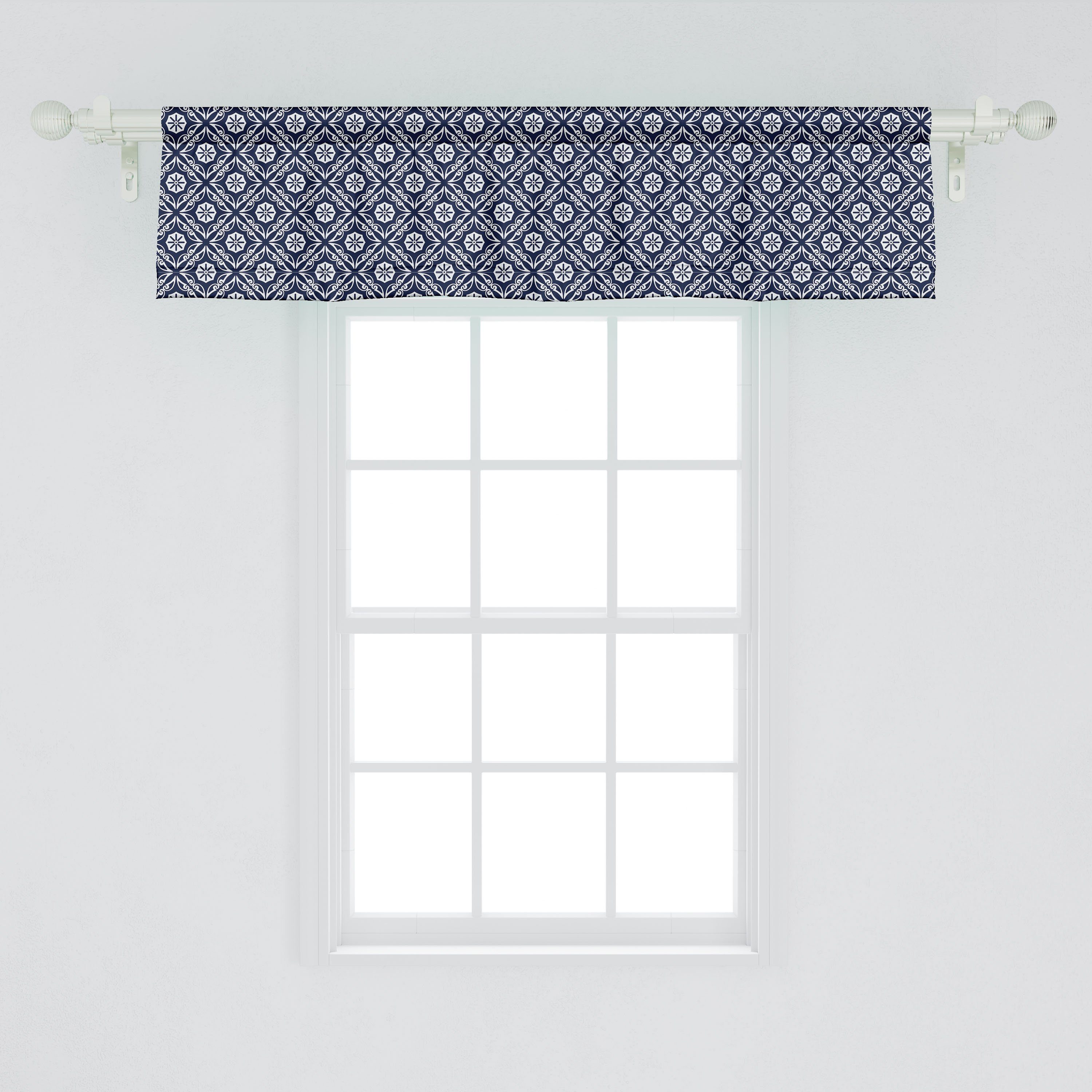 Dekor für Vorhang mit Blumenmotive Scheibengardine Schlafzimmer Küche Diagonal Volant Microfaser, Abakuhaus, Stangentasche, Abstrakt