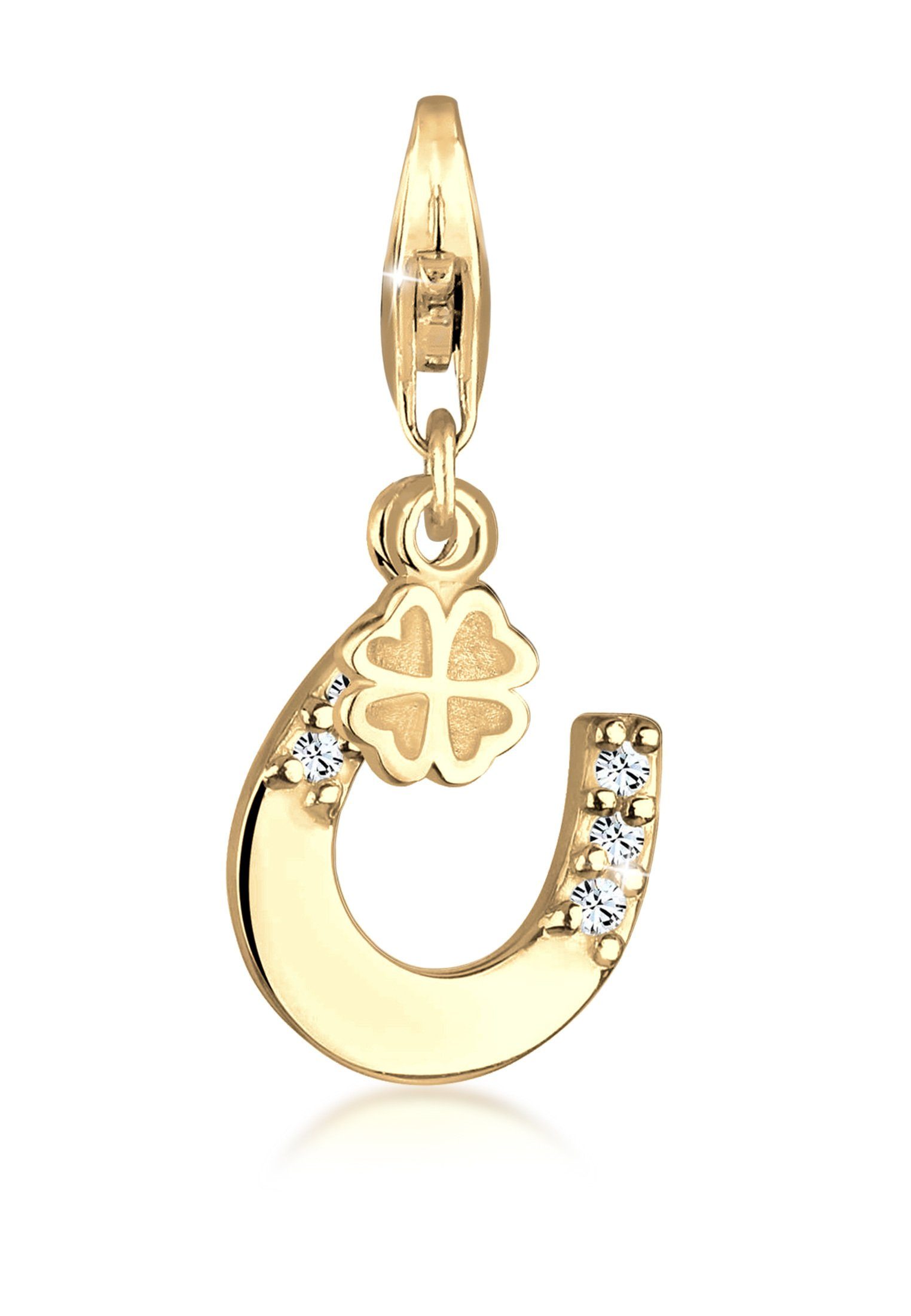Nenalina Charm-Einhänger Hufeisen Kleeblatt 925 Silber, mit Kristallen von Swarovski®