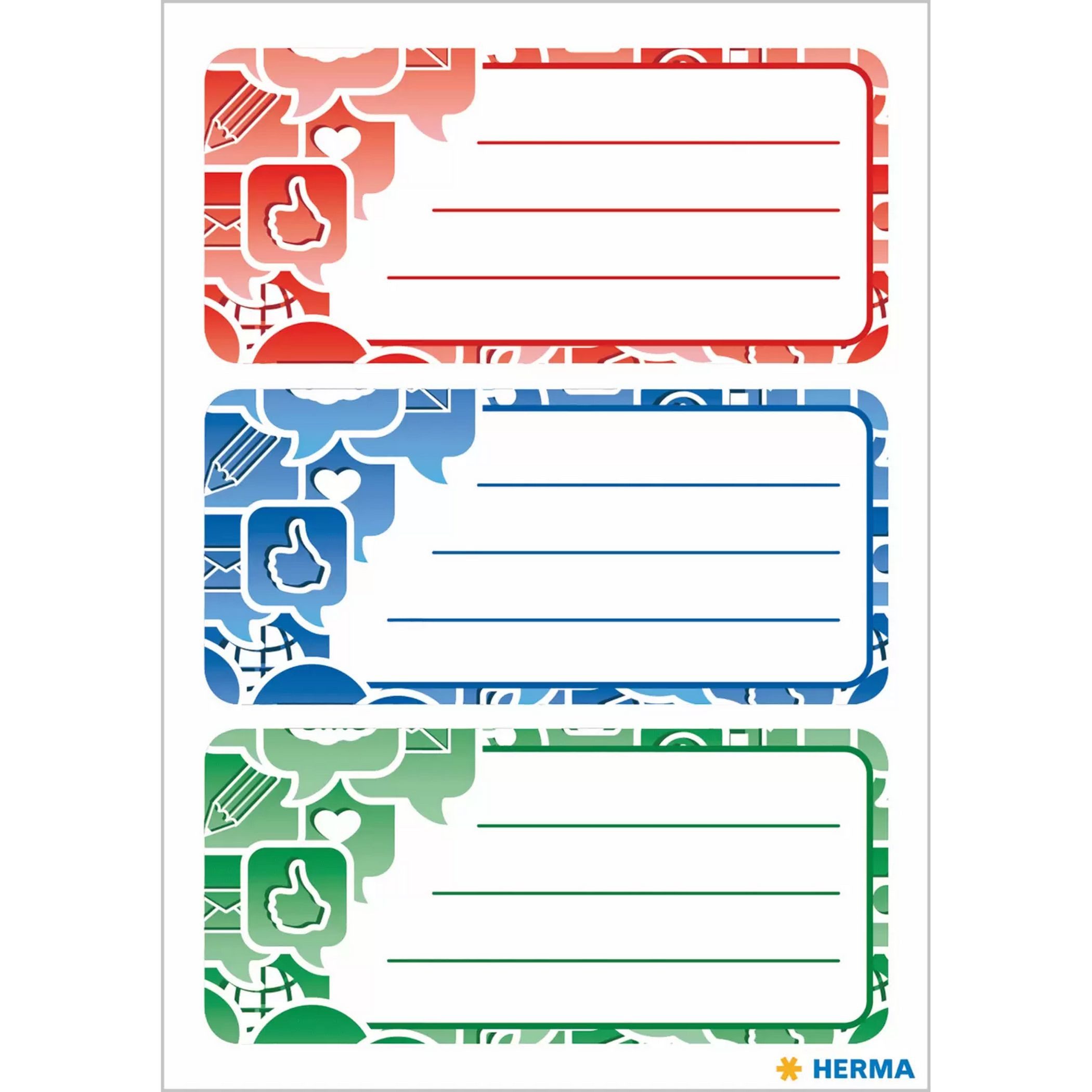 HERMA Aufkleber HERMA Buchetiketten "Social Icons", 76 x 35 mm (27 Etiketten)