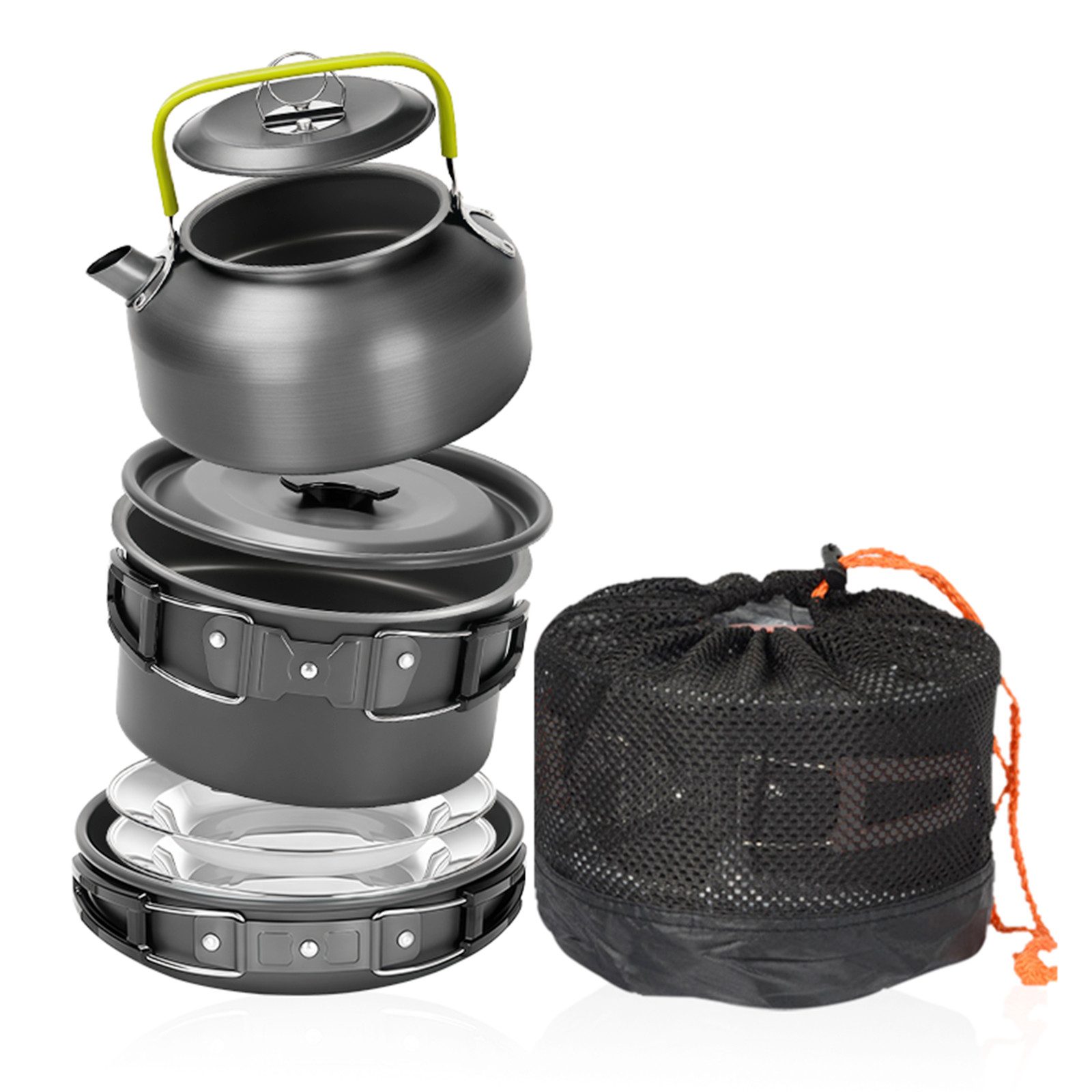 GLIESE Topf-Set 17-tlg Kochgeschirr-Set für Wanderungen, Camping & Grillabende, (17-tlg)