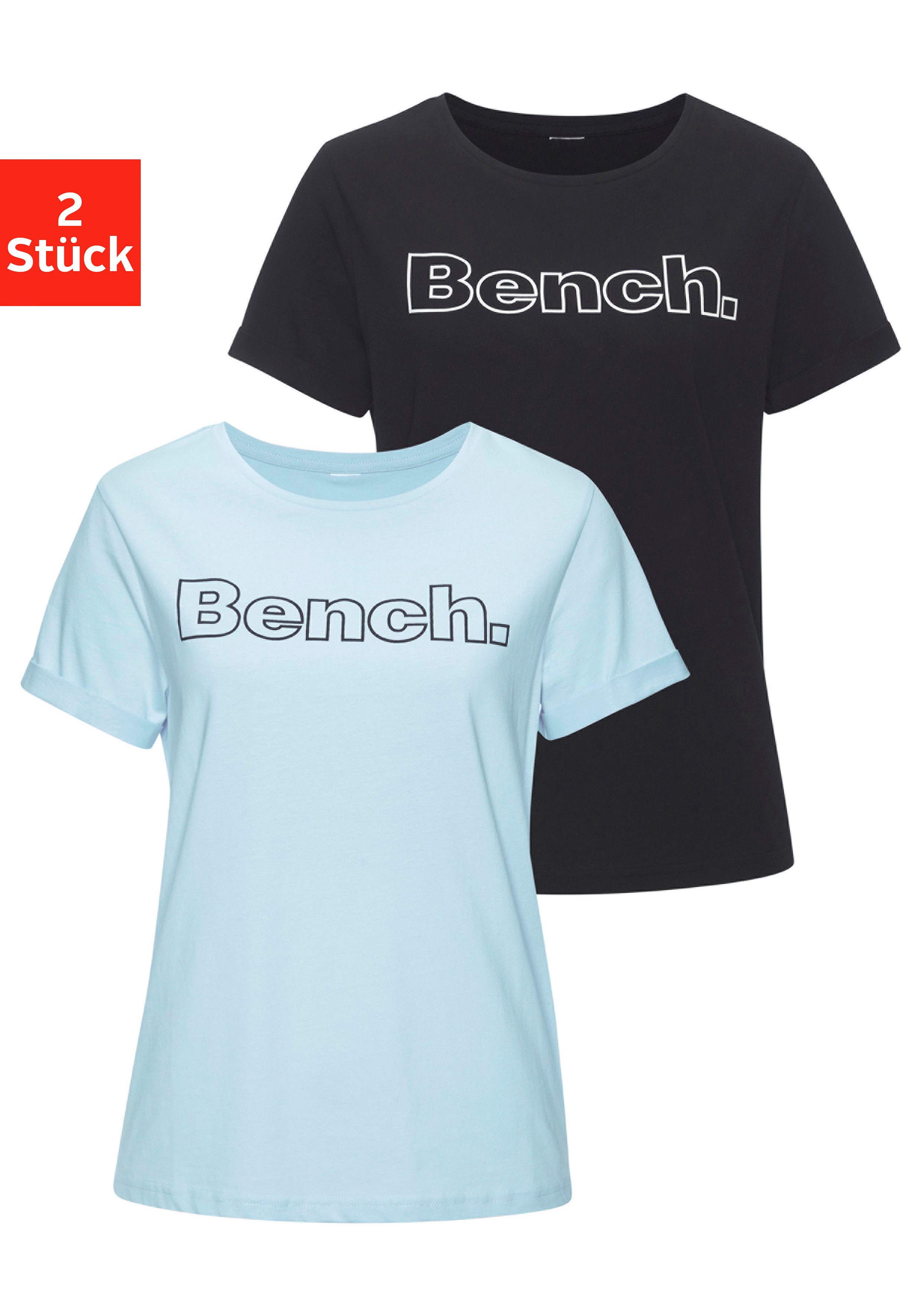 Bench. Loungewear T-Shirt (Packung, 2-tlg) im doppelpack mit Logodruck, Loungewear