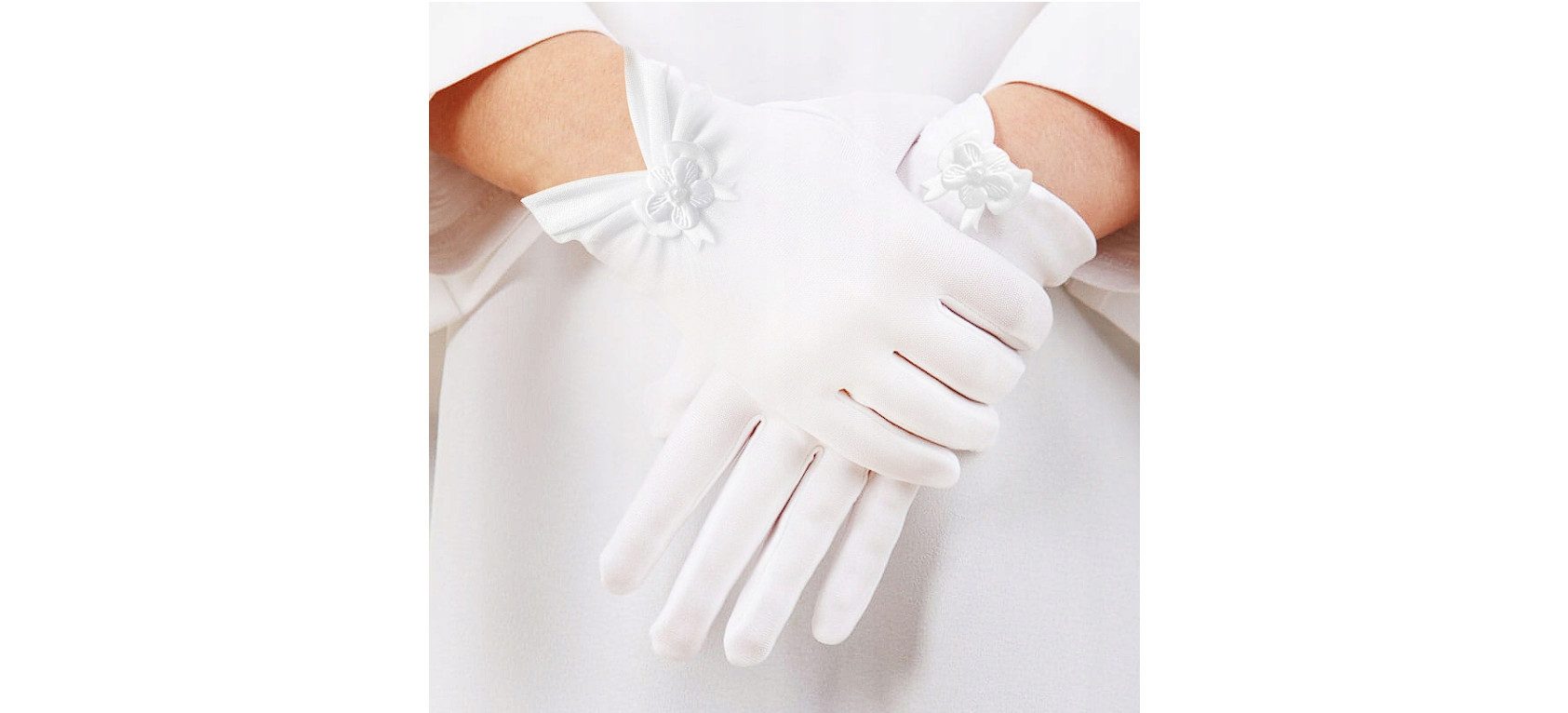 Festivalartikel Abendhandschuhe Kommunionshandschuhe für Mädchen - Weiß, Einheitsgröße