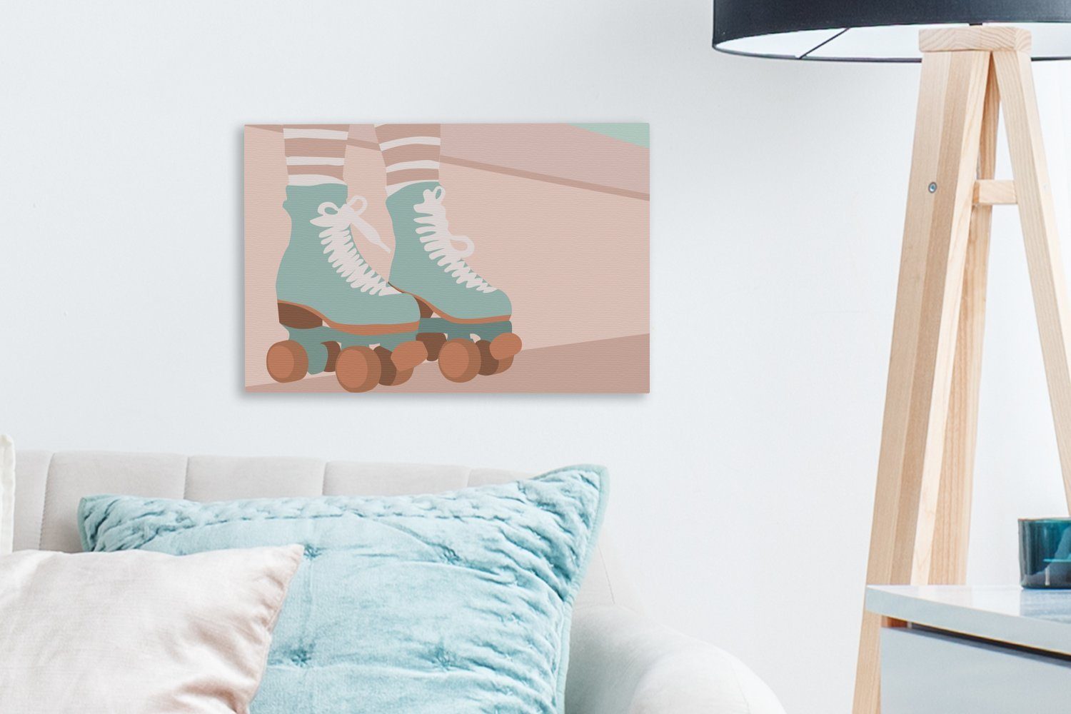 St), cm Sommer 30x20 Leinwandbilder, Rollerblades OneMillionCanvasses® - - Aufhängefertig, Wandbild Leinwandbild (1 Blau, Wanddeko,