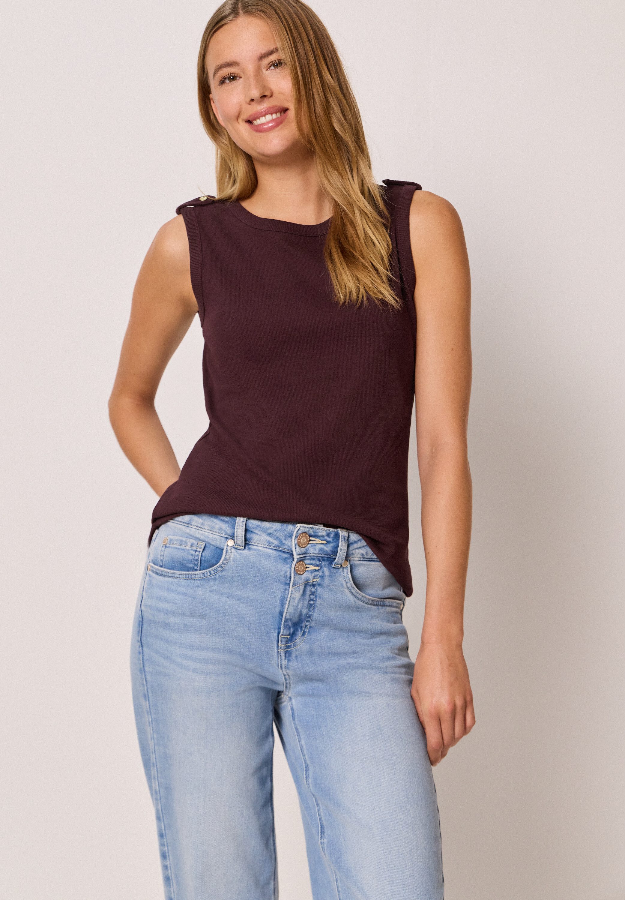 STREET ONE STUDIO Ripptanktop mit Rundhalsausschnitt