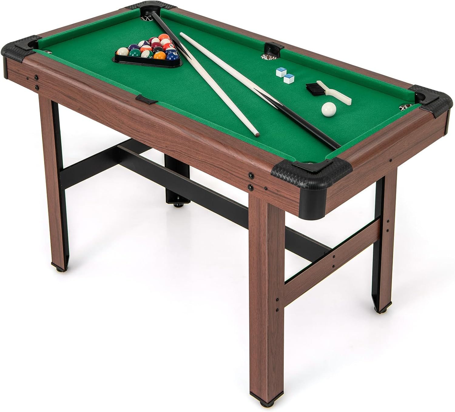 COSTWAY Billardtisch Tischbillard Pooltisch mit 2 Queues, 2 Kreiden, Dreieck & Bürste, für Kinder & Erwachsene, 122 x 61 x 76 cm