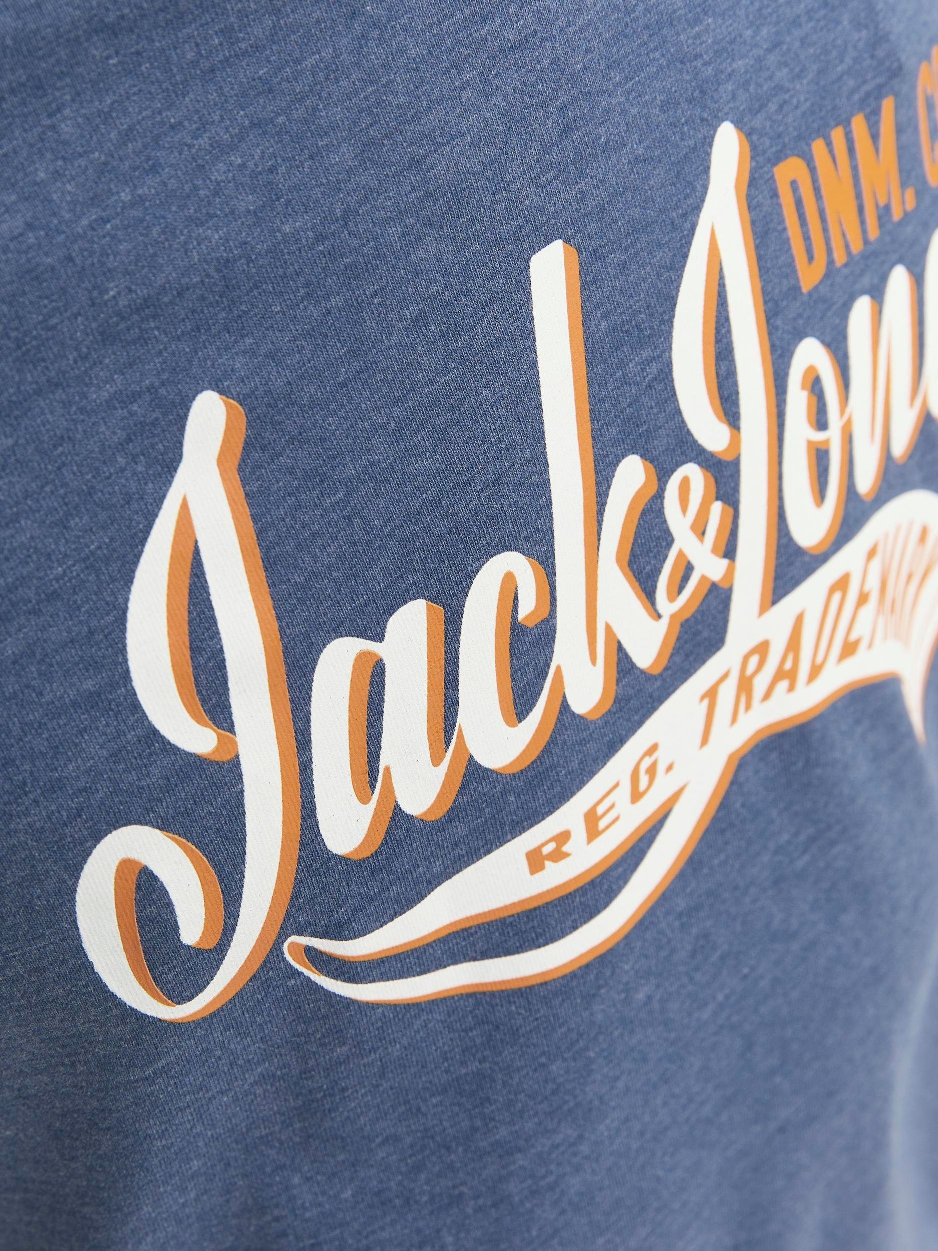 Jack & Jones Junior ensign NOOS SS blue JJELOGO NECK TEE COL Rundhalsshirt AW23 JNR 2