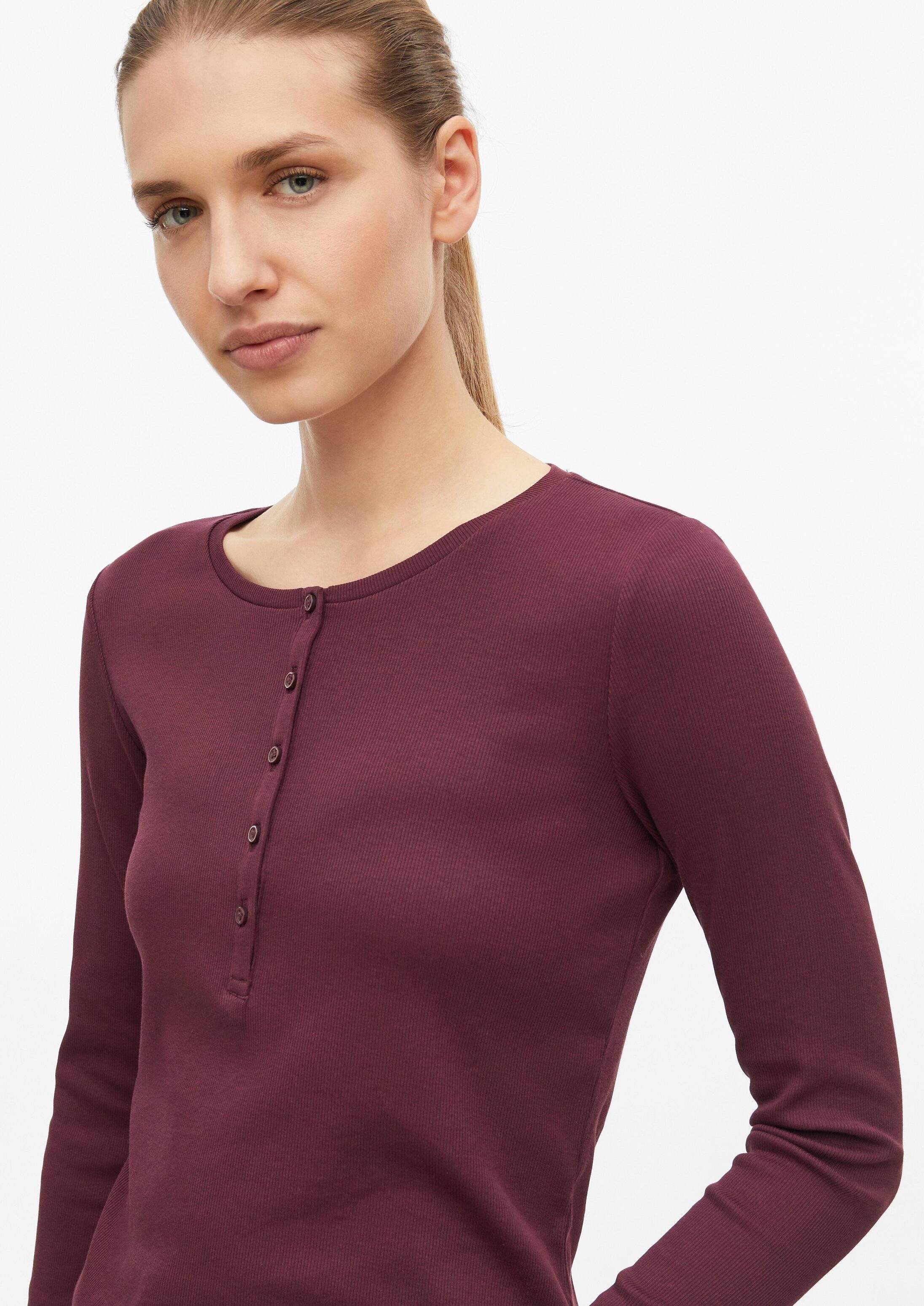 s.Oliver Langarmshirt T-Shirt Geripptes Henley-Shirt – Bild 4 von 5