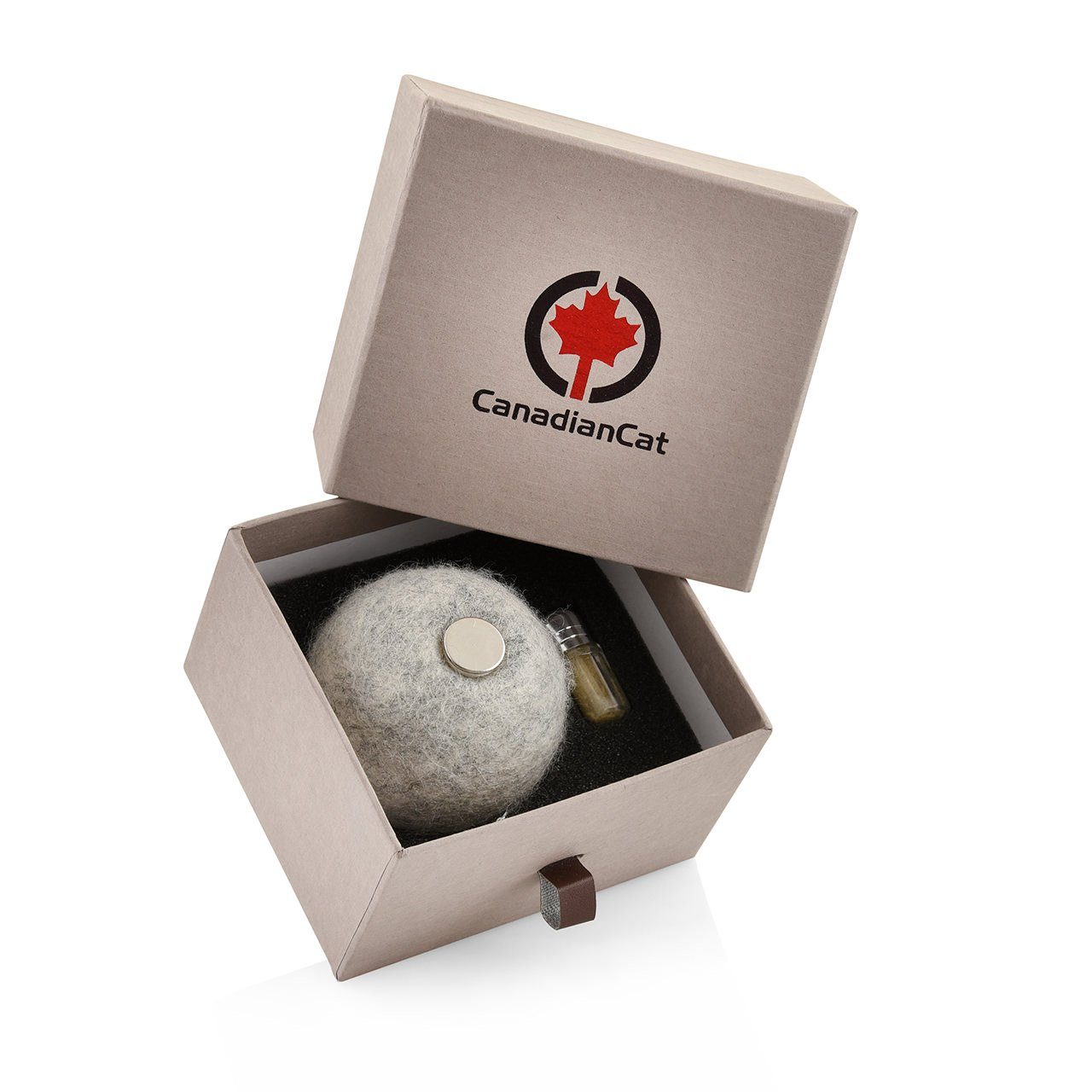 Canadian Cat Company Tier-Beschäftigungsspielzeug Filzball mit Dufttasche, Filz, Wollball mit verschließbarem Duftfach für Katzen mit Katzenminze