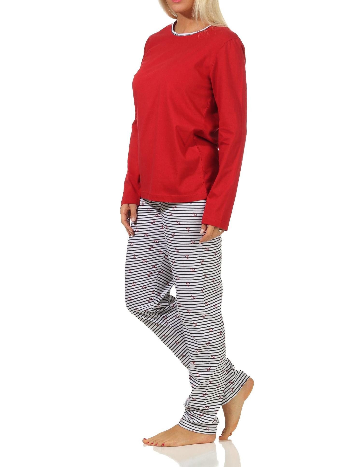 RELAX by Normann Pyjama Damen langarm Schlafanzug in maritimer Streifen Optik - 122 10 717