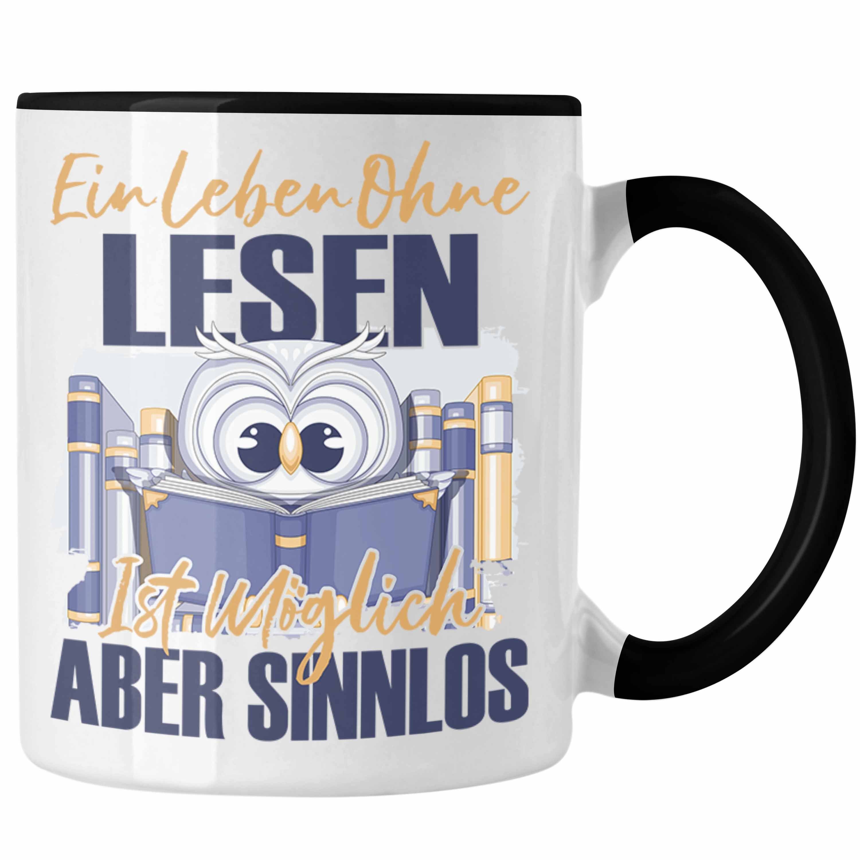 Geschenk Geschenk - Lesen Trendation Trendation Tasse Leseratte Bücherwurm Spruch Schwarz Tasse