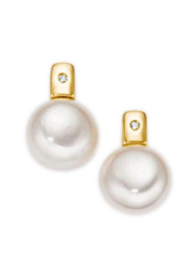 Firetti Paar Ohrstecker Schmuck Geschenk Gold 333 Ohrschmuck klassischer Ohrschmuck, mit Süßwasserzuchtperle - mit Brillanten